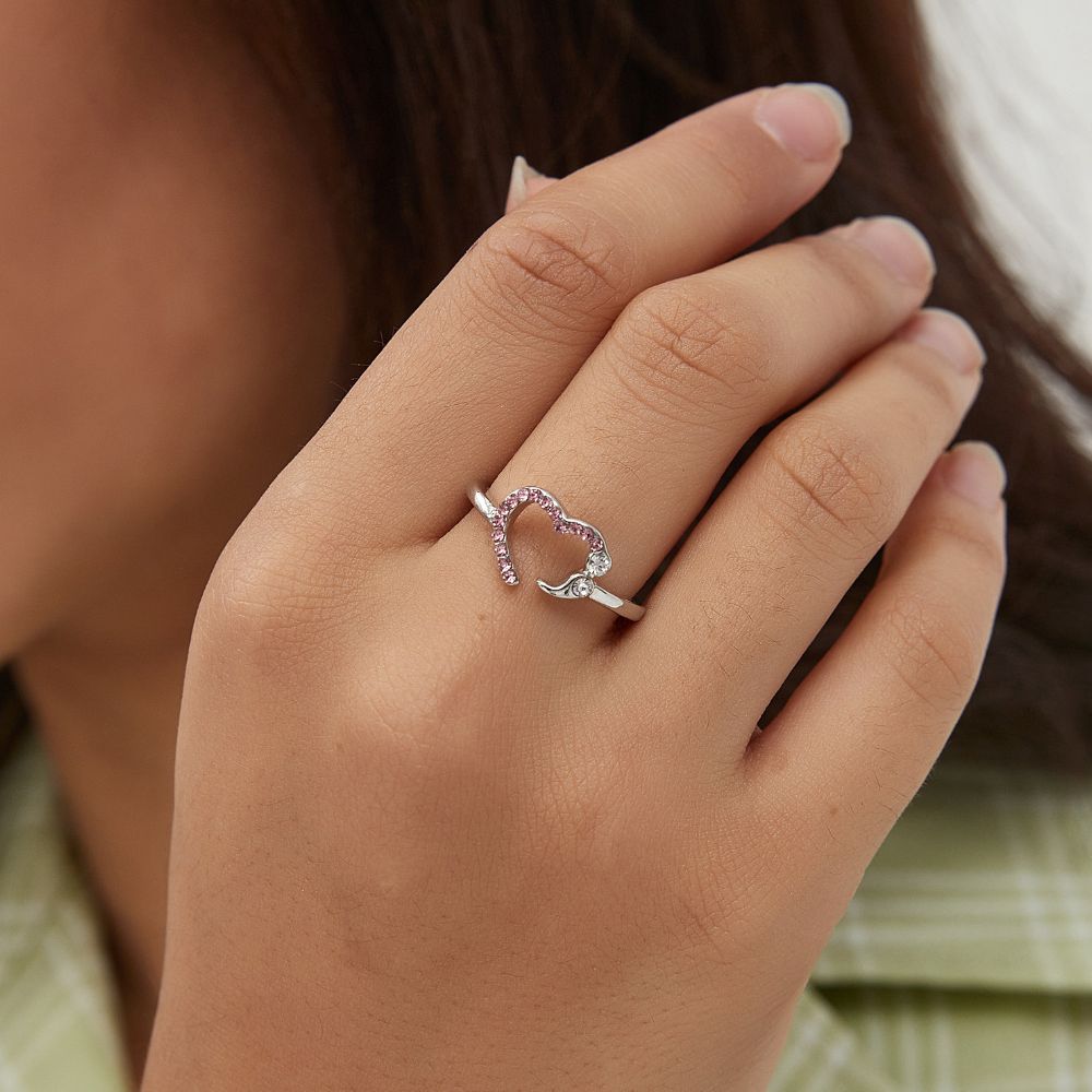 PINK HEART SEMICOLON RING