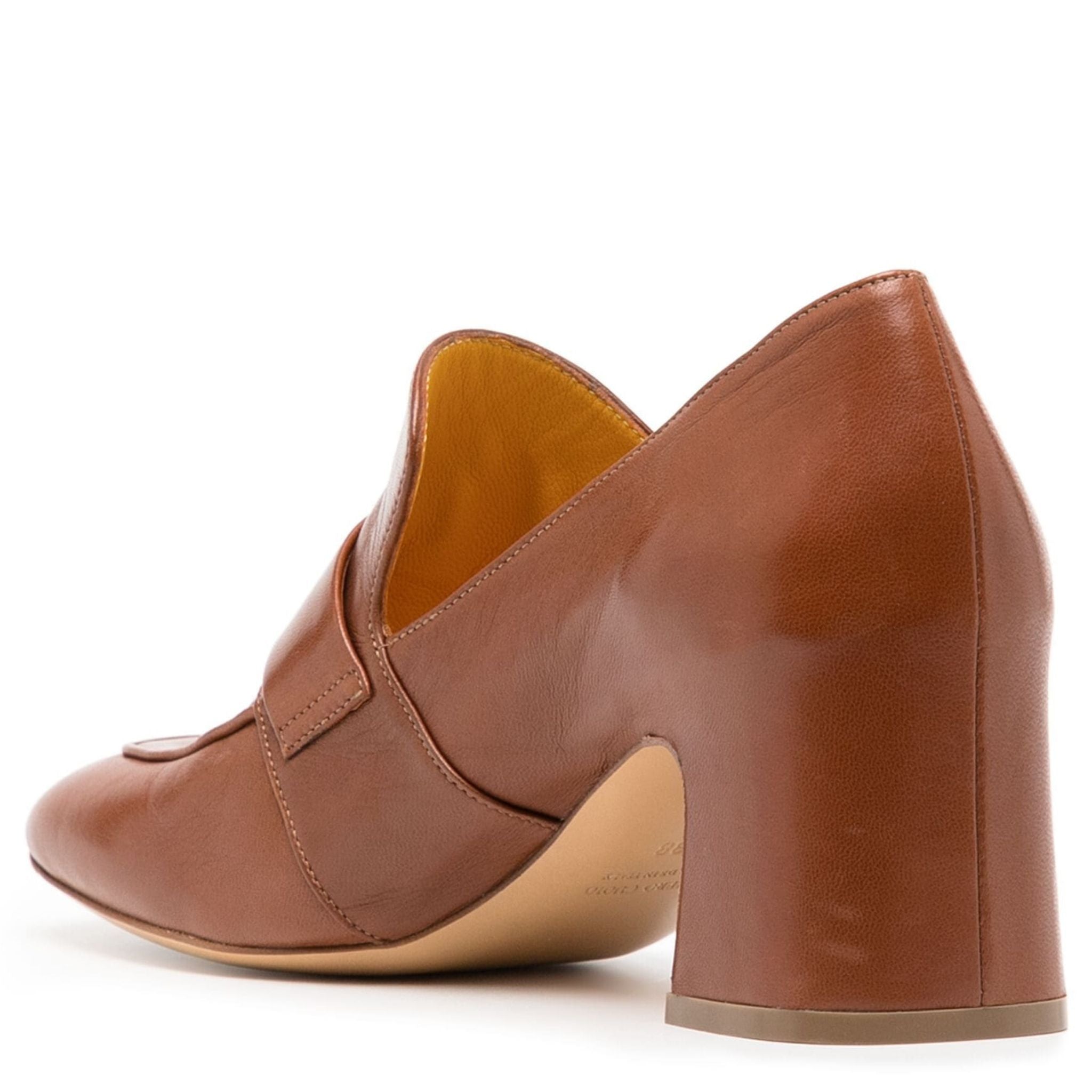 Tan Leather Lock Heel Loafer