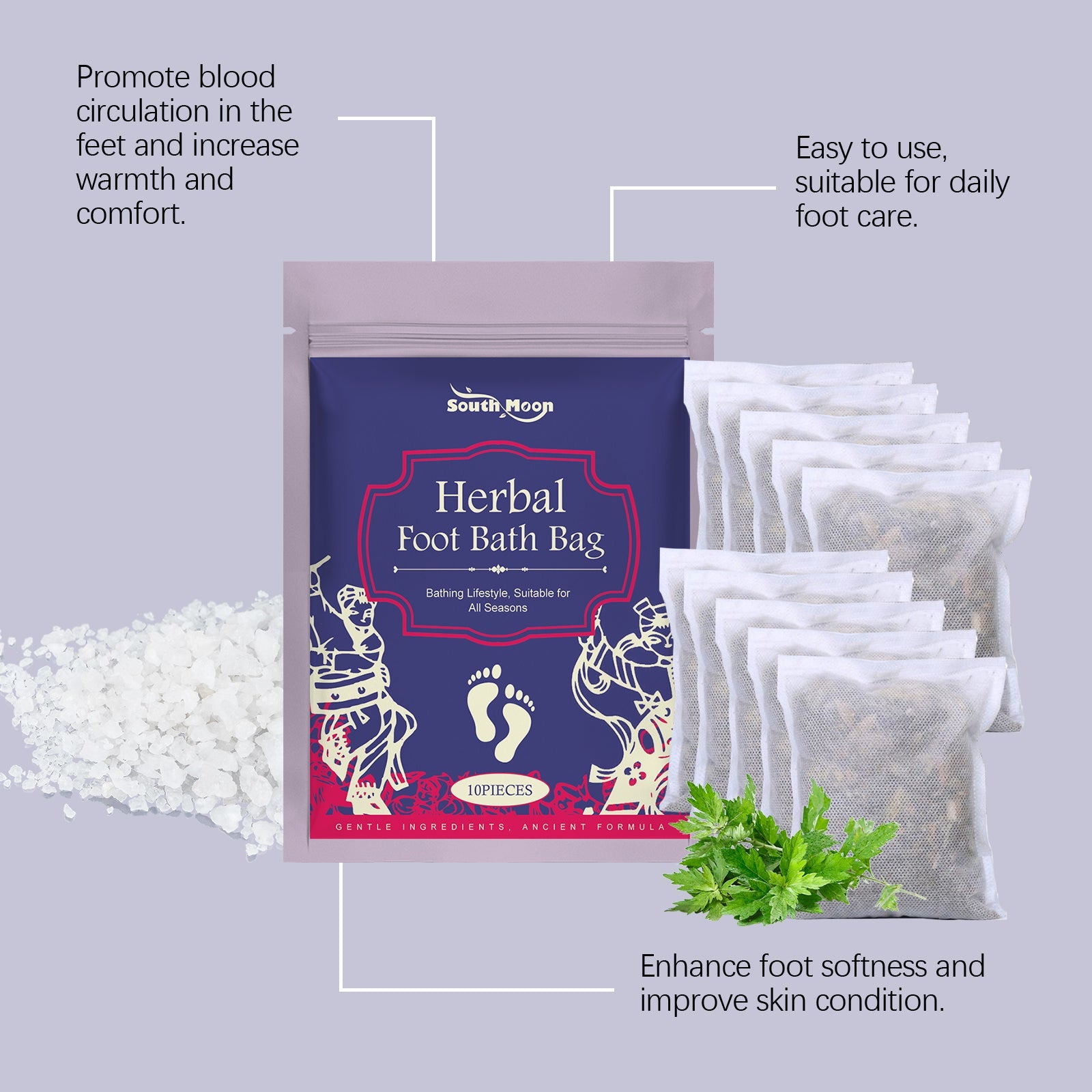 Herbal Foot Bath Pack Wormwood Extract Foot Soak Pack Gentle Foot Bath