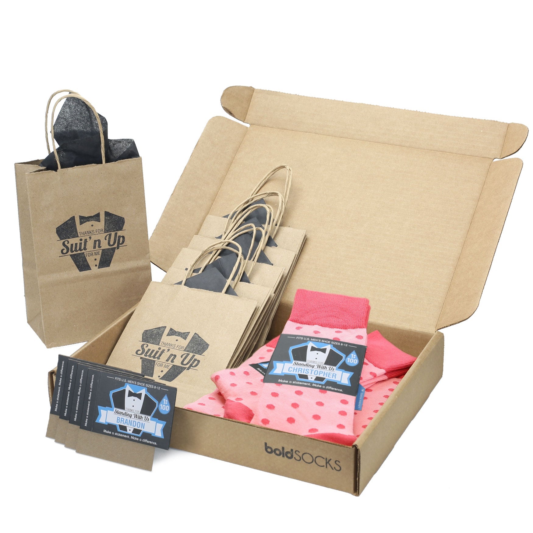 Customizable Groomsmen Gift Set Flamingo Guava Polka Dot Men's Dress Socks