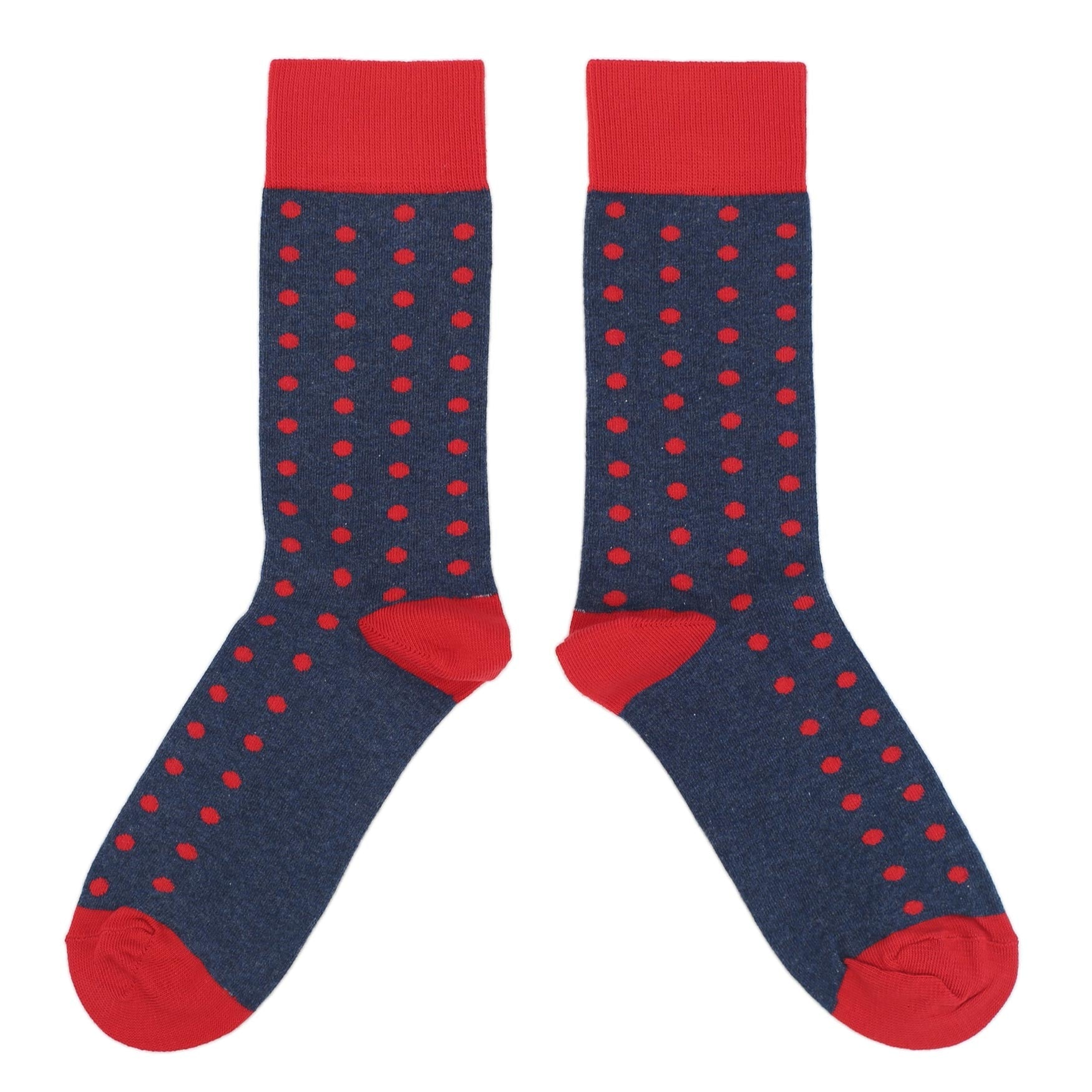 Valentina Red Navy Polka Dot Groomsmen Wedding Men’s Dress Socks