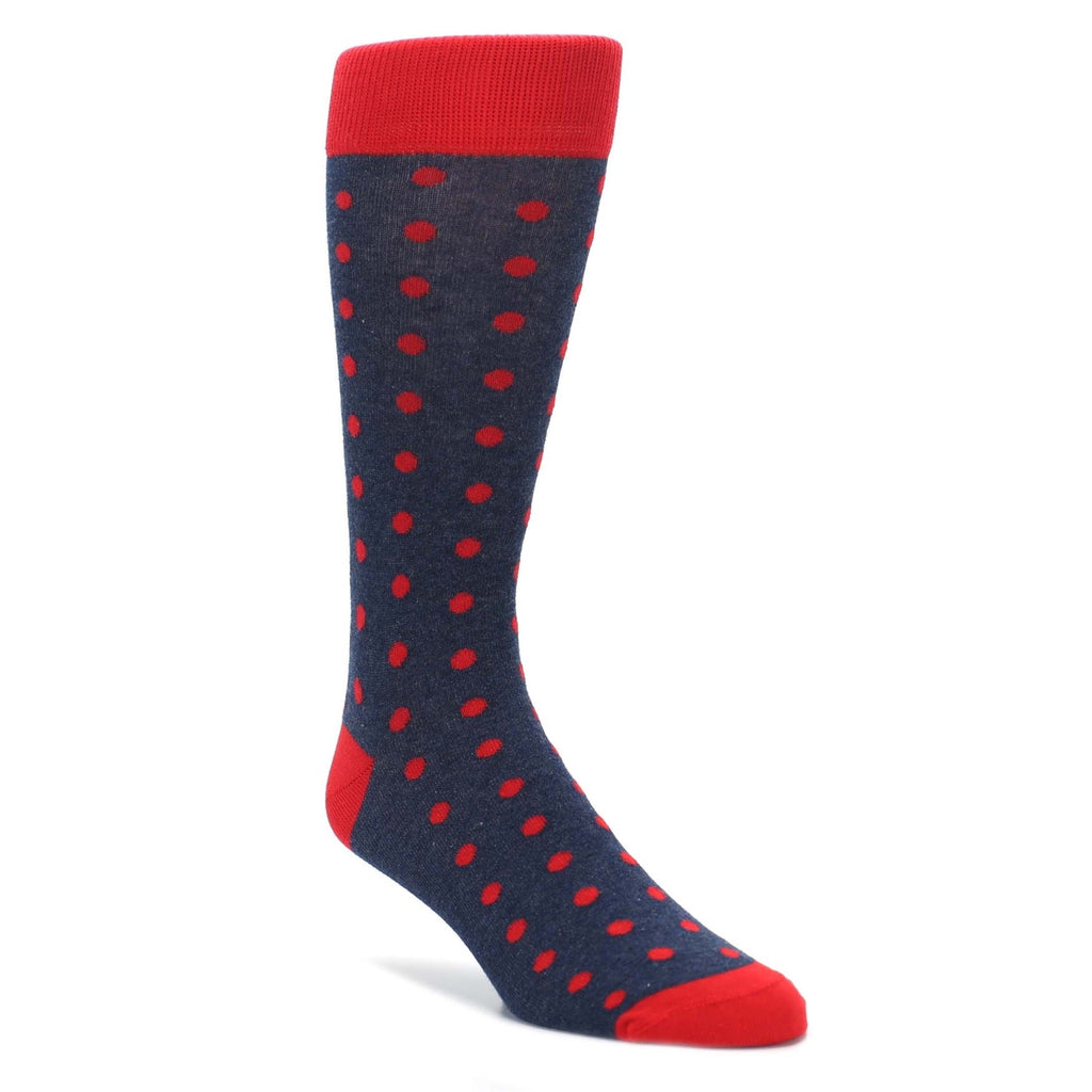 Valentina Red Navy Polka Dot Groomsmen Wedding Men’s Dress Socks