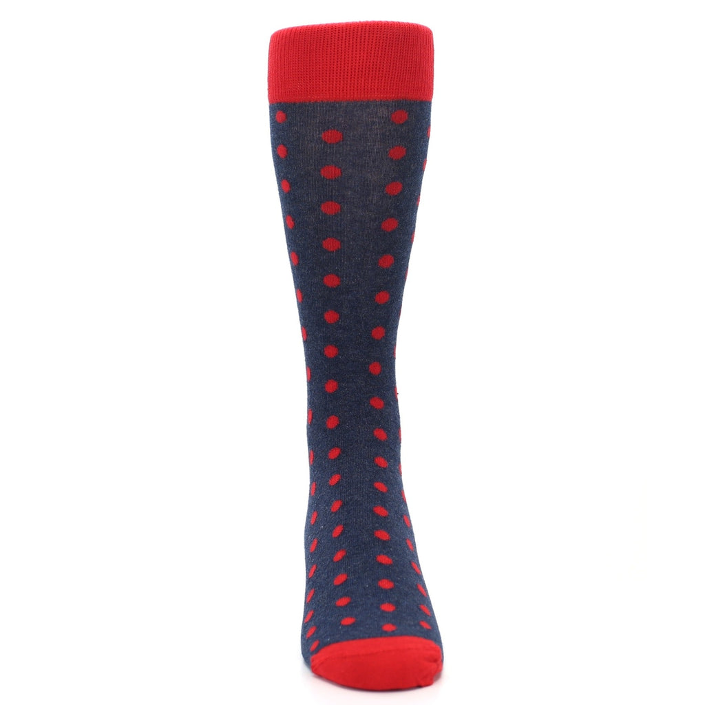 Valentina Red Navy Polka Dot Groomsmen Wedding Men’s Dress Socks