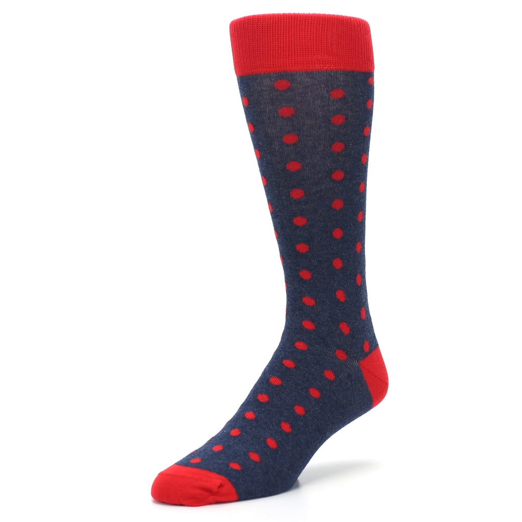 Valentina Red Navy Polka Dot Groomsmen Wedding Men’s Dress Socks