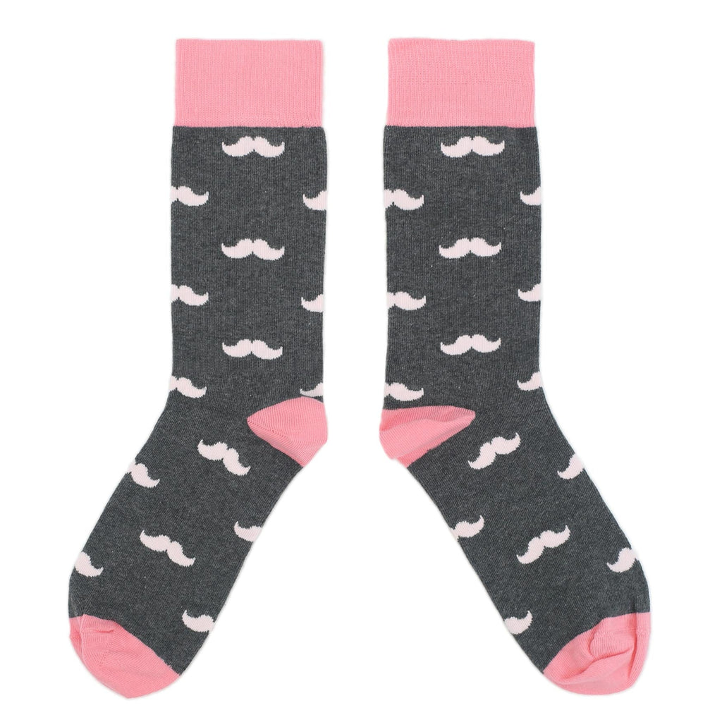 Blush Flamingo Mustache Wedding Groomsmen Men's Dress Socks with Matching Necktie