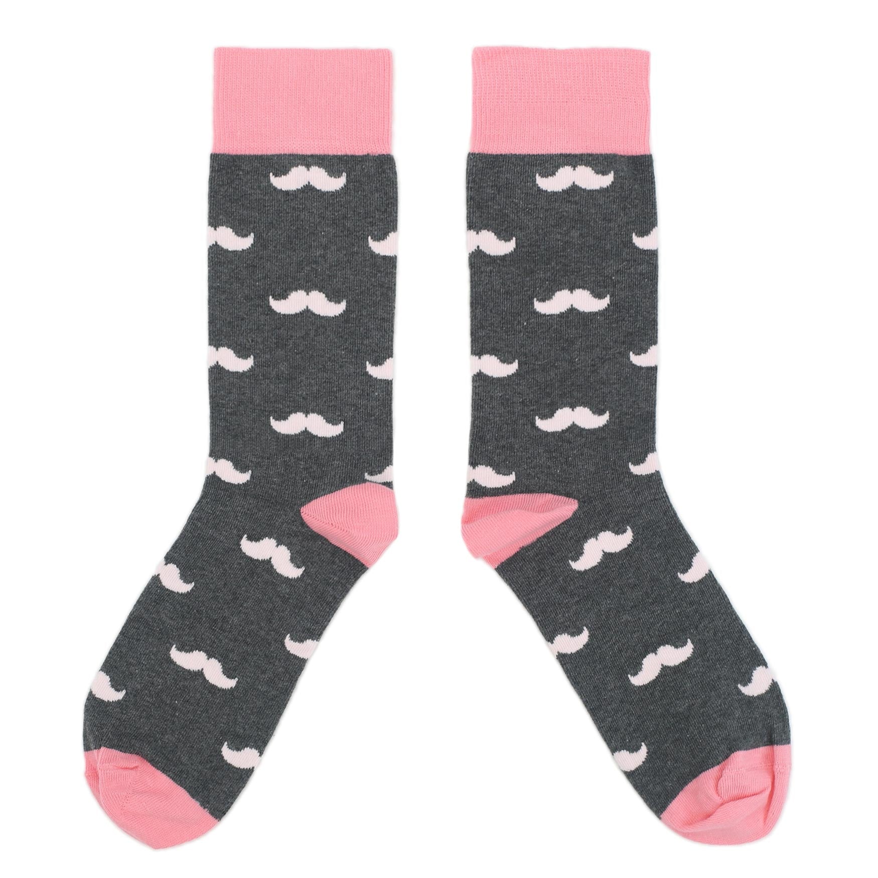 Petal Flamingo Pink Gray Mustache Groomsmen Wedding Men’s Dress Socks
