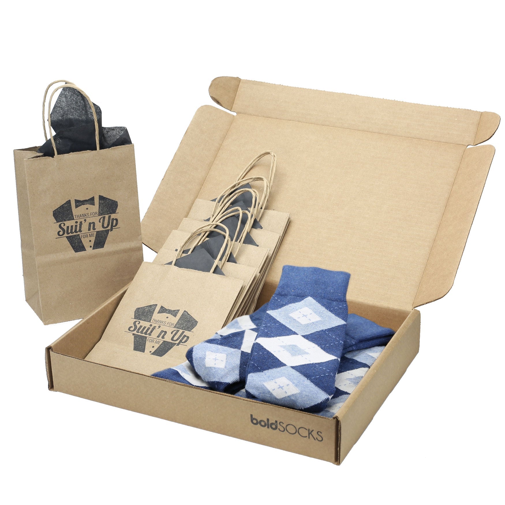 Customizable Groomsmen Gift Set Heathered Navy Argyle Men’s Dress Sock