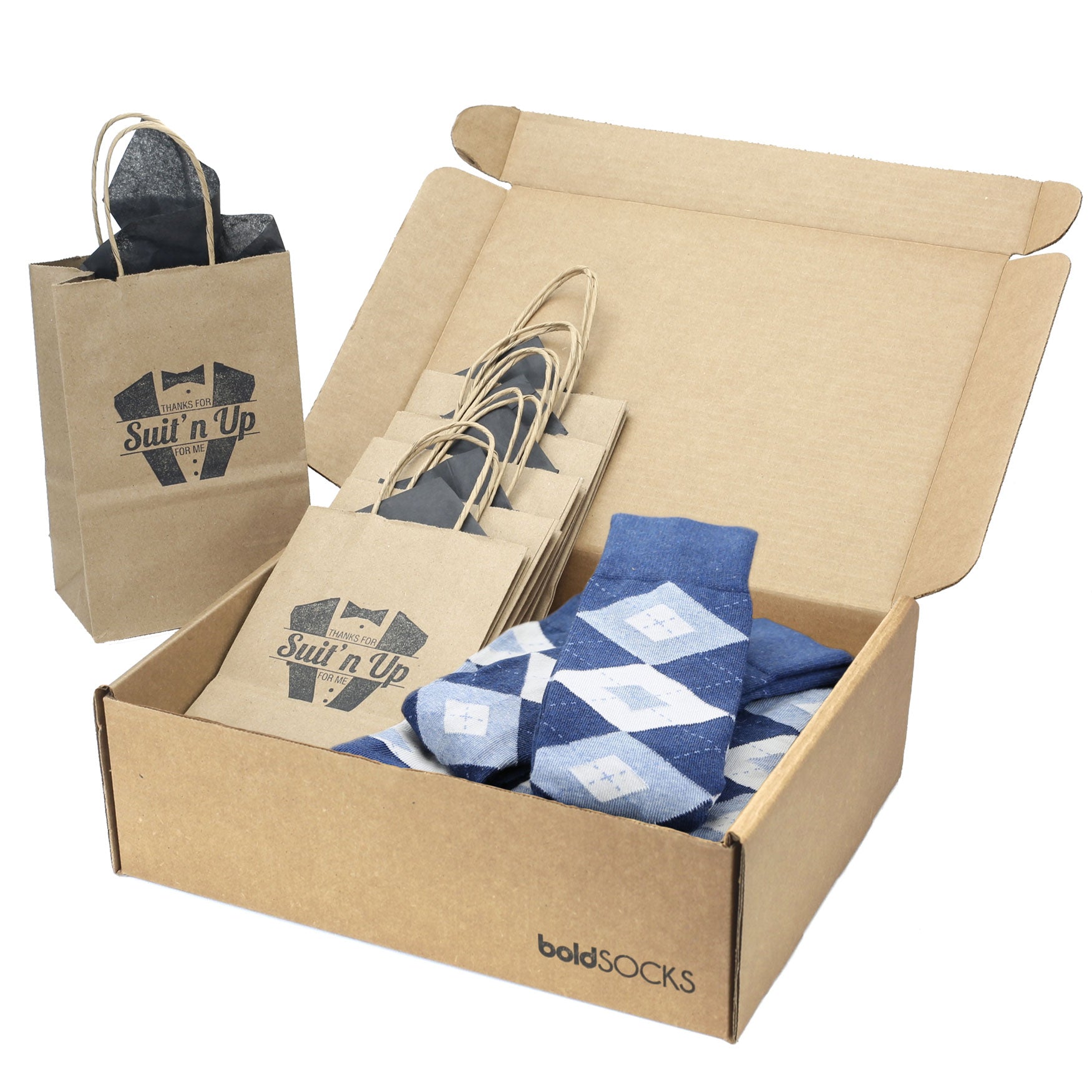 Customizable Groomsmen Gift Set Heathered Navy Argyle Men’s Dress Sock