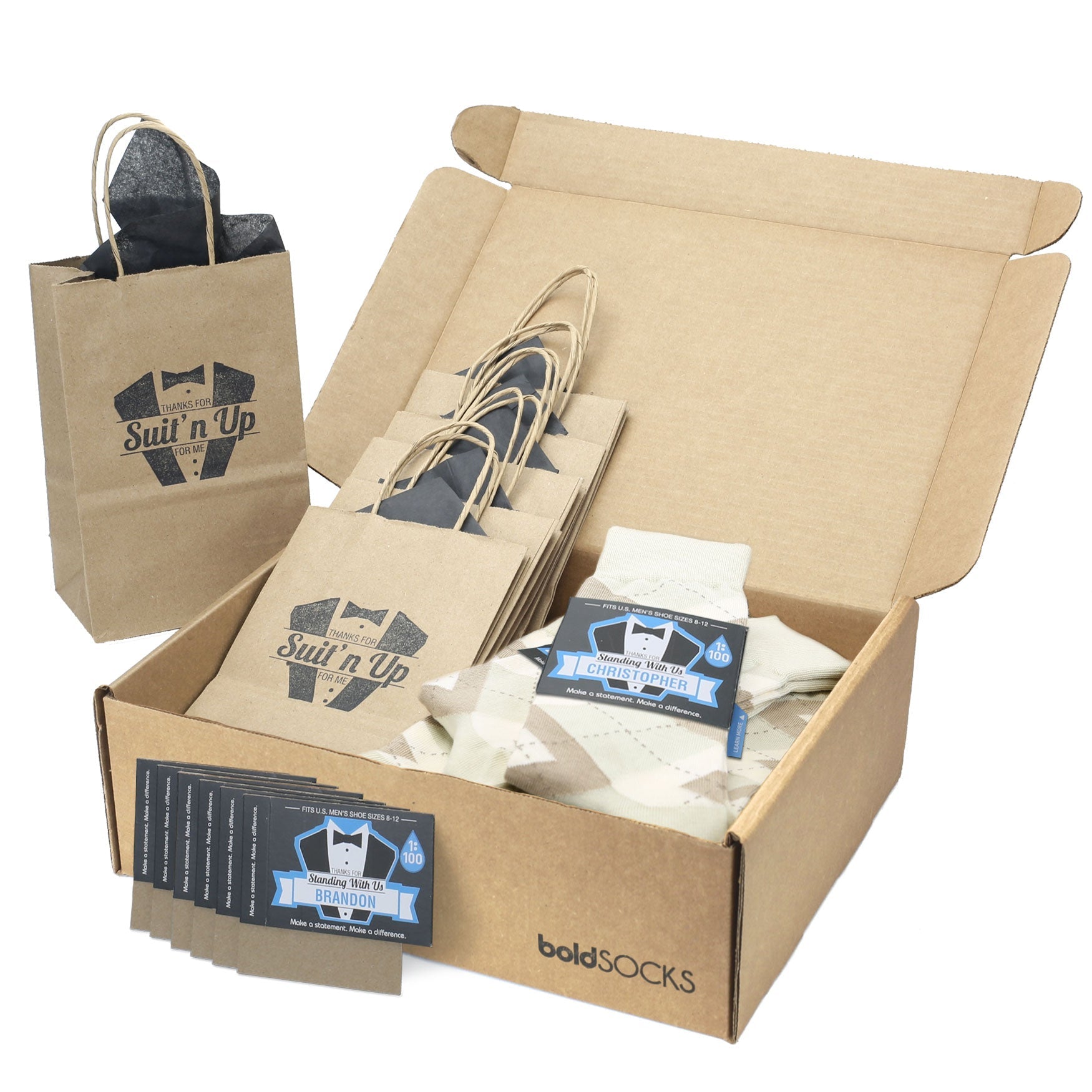 Customizable Groomsmen Gift Set Champagne Argyle Men’s Dress Sock