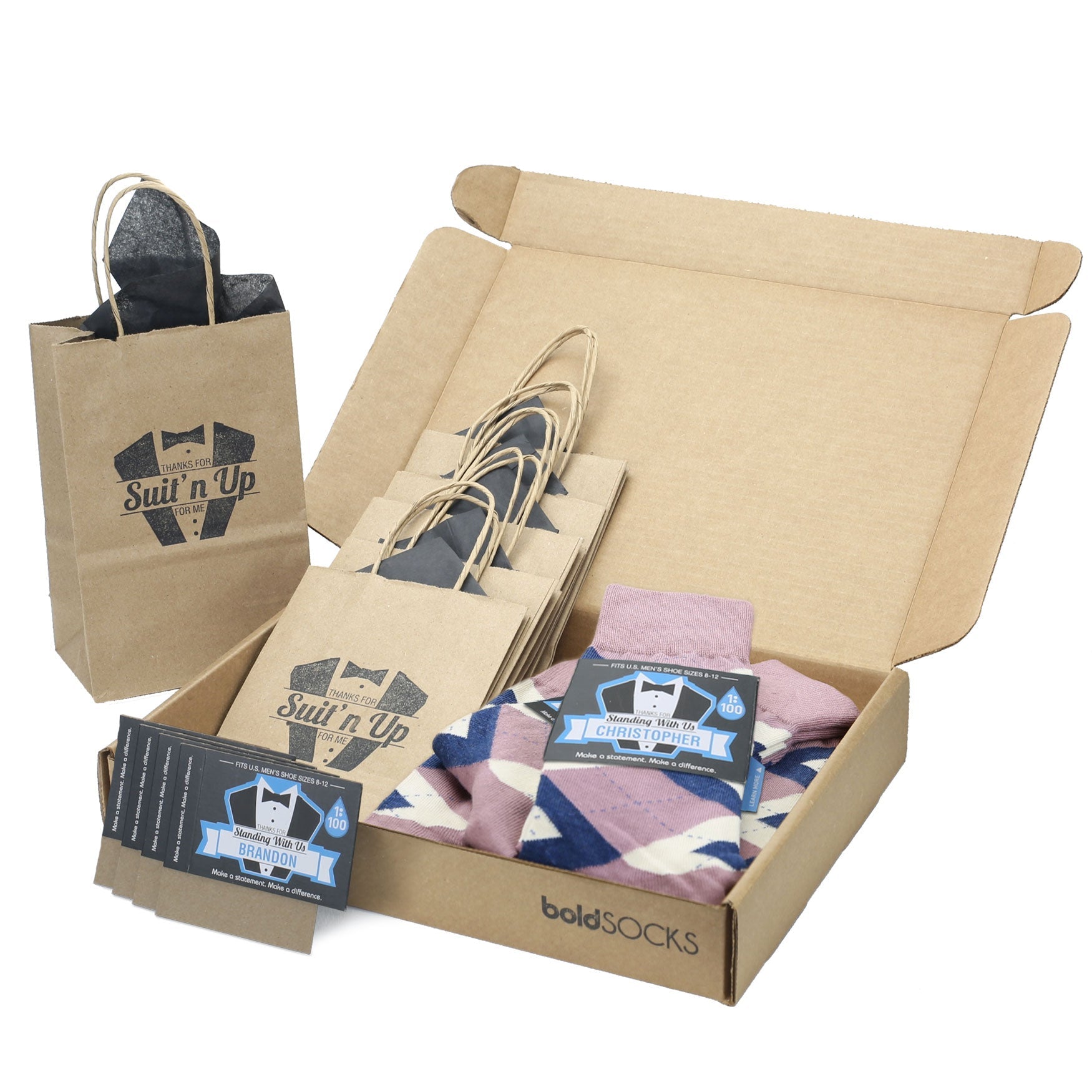 Customizable Groomsmen Gift Set Desert Rose Navy Argyle Men’s Dress Socks