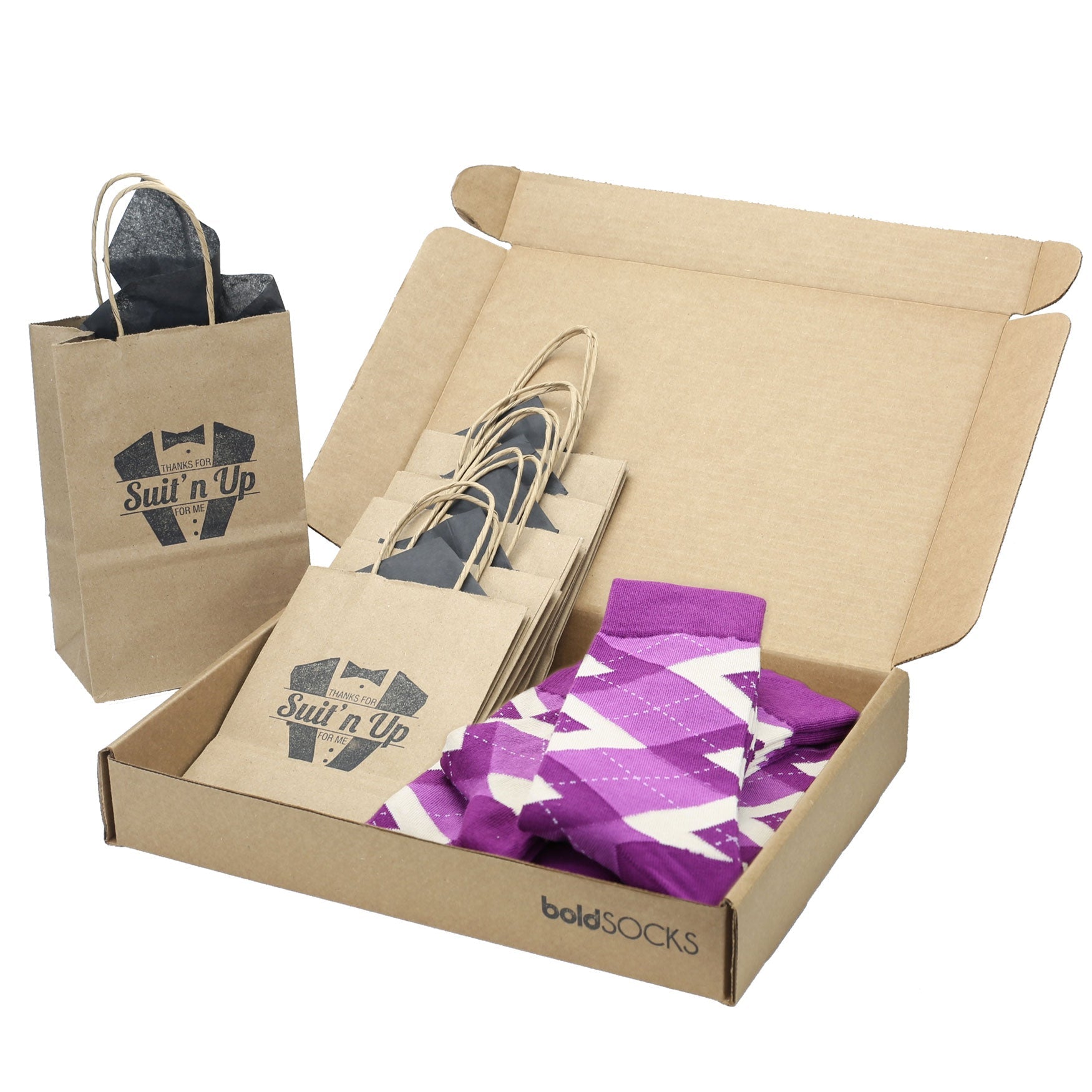 Customizable Groomsmen Gift Set Raspberry Argyle Men’s Dress Socks