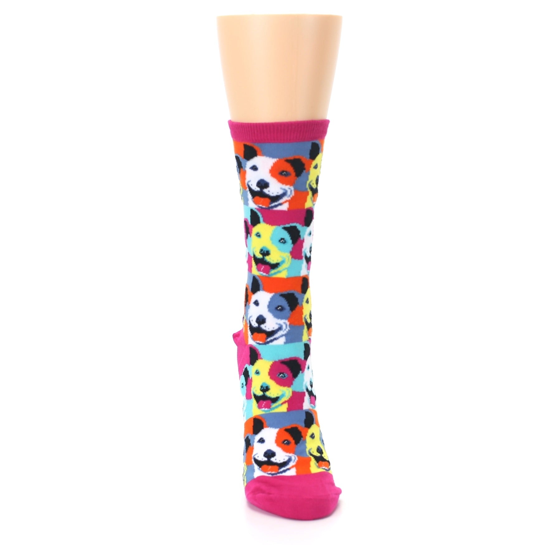 Magenta Multi Color Pop Art Pitbull Socks - Women's Novelty Socks