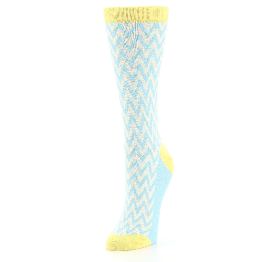 Blue Cream Chevron Jacquard Women's Dress Socks