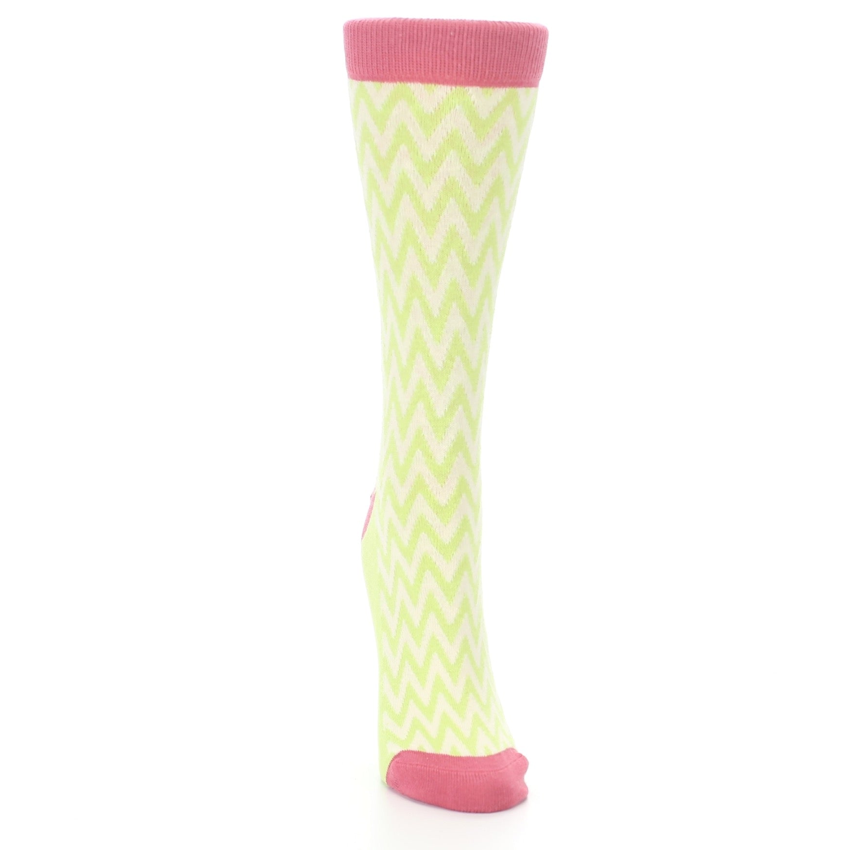 Green Cream Chevron Jacquard Women's Dress Socks
