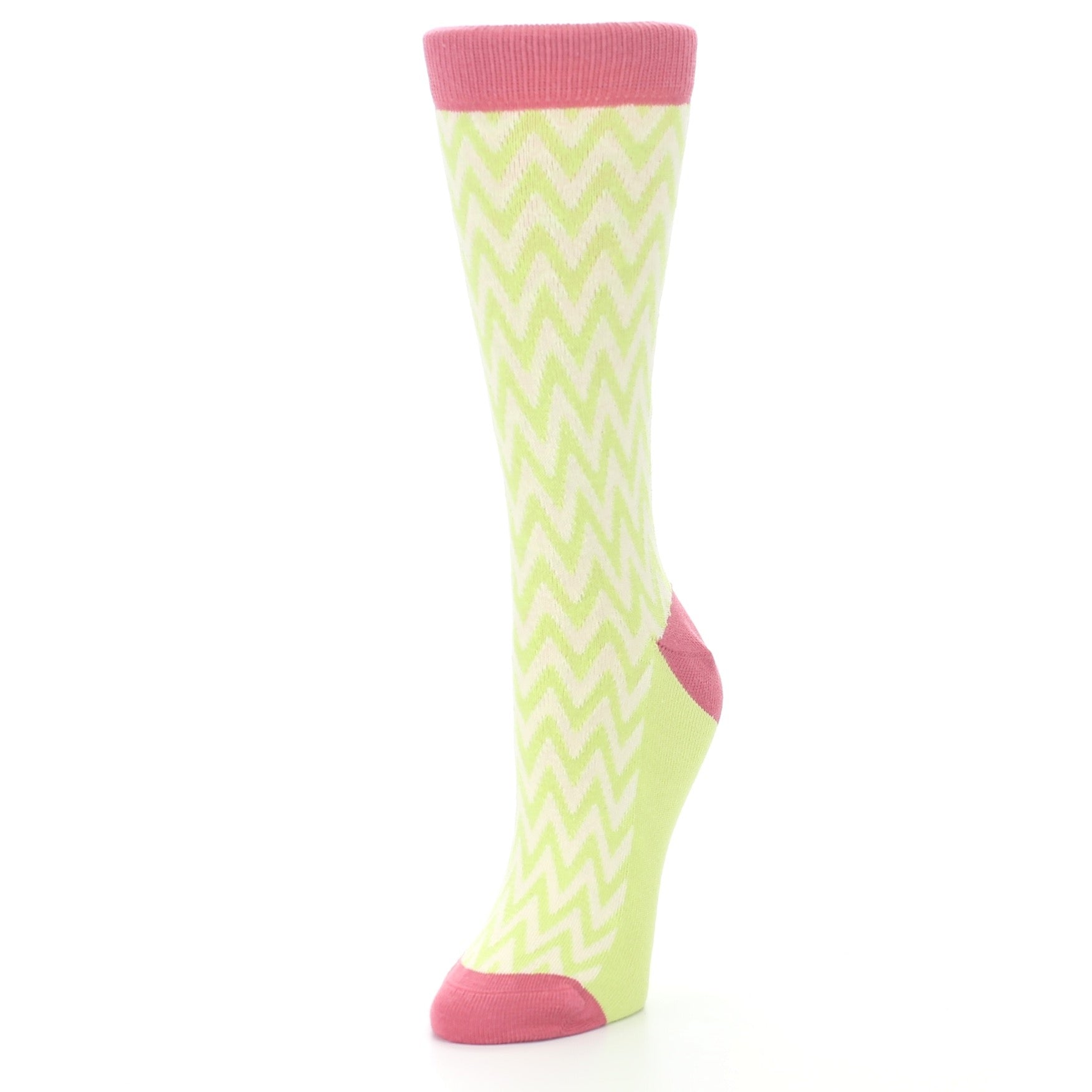 Green Cream Chevron Jacquard Women's Dress Socks