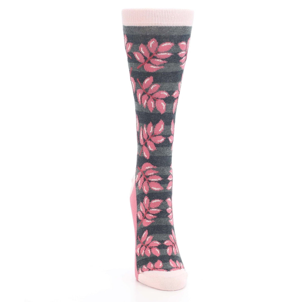 Pink Charcoal Palm Branches Women's Dress Socks