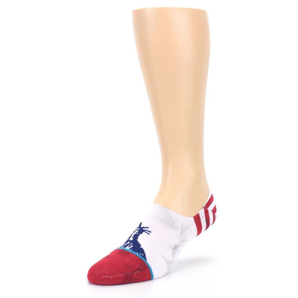 White Blue Red Lady Liberty Socks - Men's No Show Socks