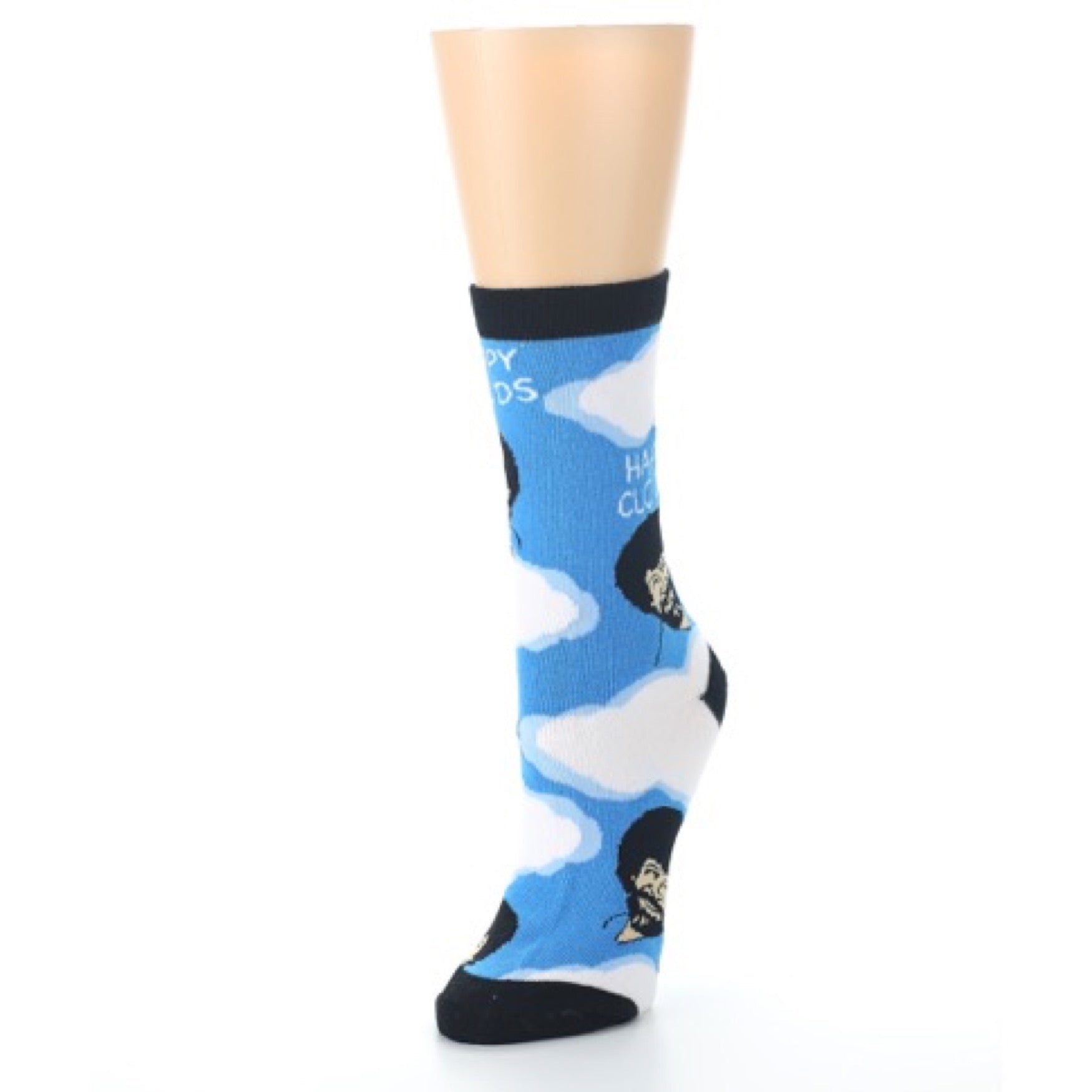 Blue White Bob Ross Happy Clouds Women's Dress Socks