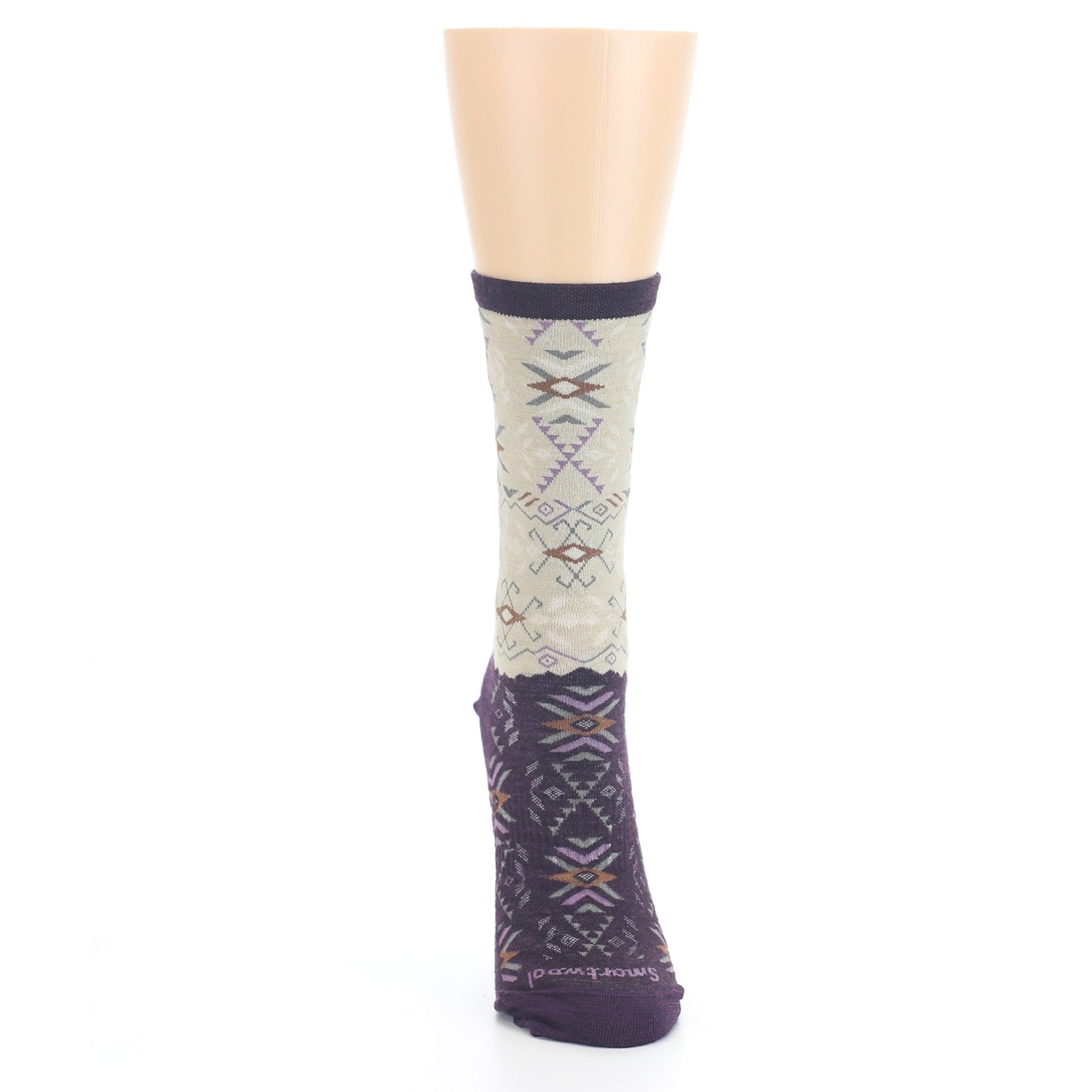Bordeaux Beige Falling Arrow Wool Socks - Women's Casual Socks