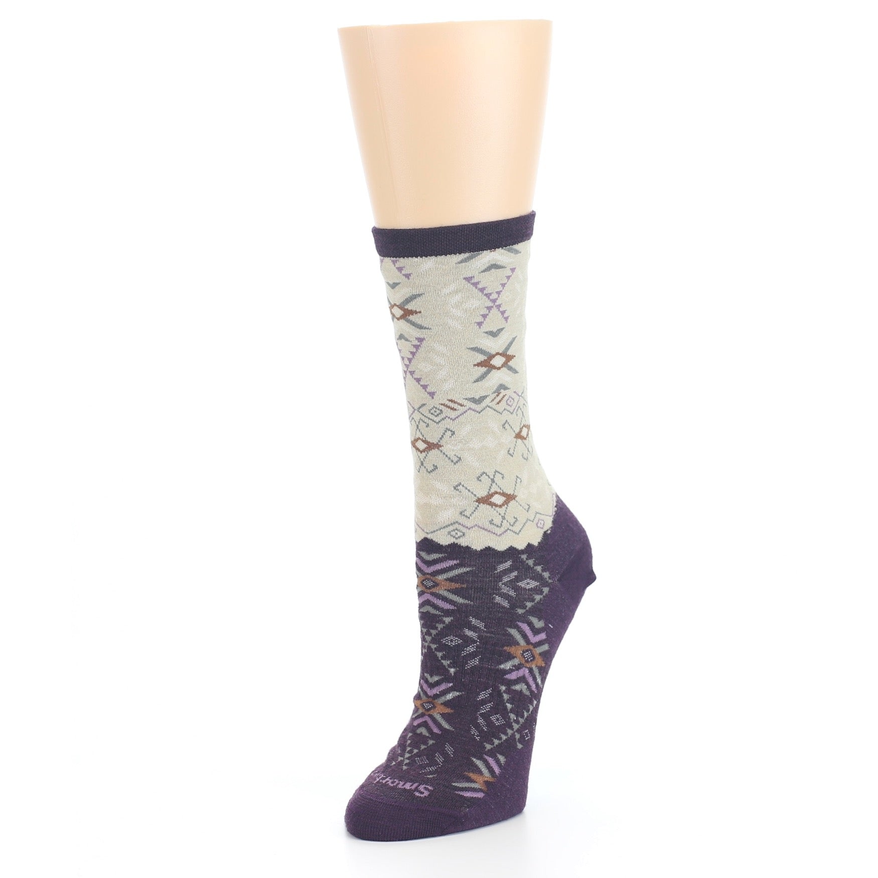 Bordeaux Beige Falling Arrow Wool Socks - Women's Casual Socks
