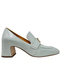 Seafoam Leather Lock Heel Loafer