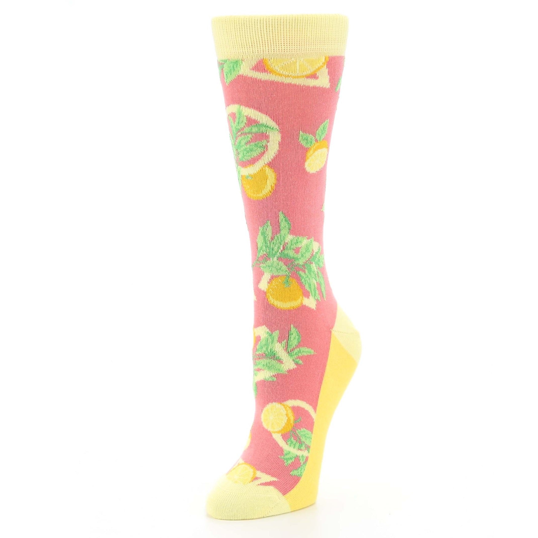 Coral Fruit Lemons Women's Dress Socks