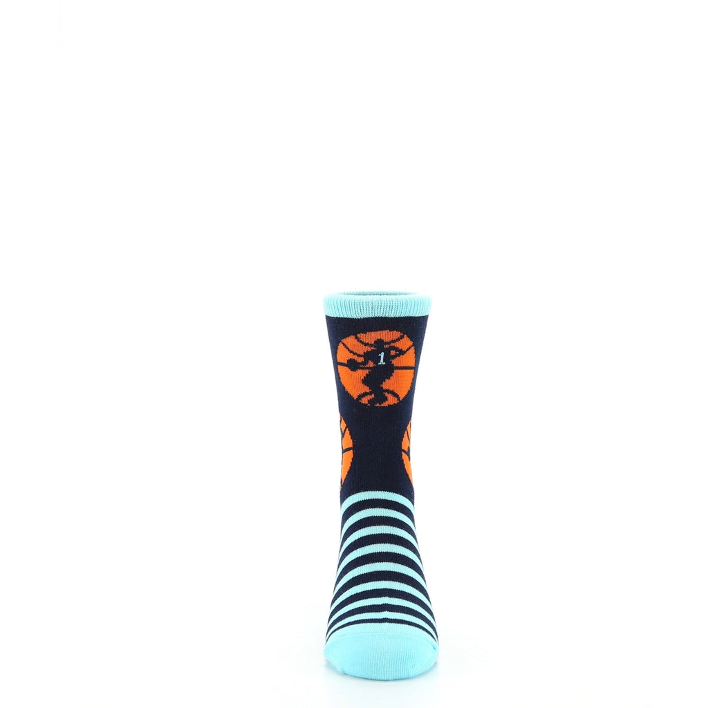 Orange Blue Stripes Basketball Socks - Kid's Novelty Socks