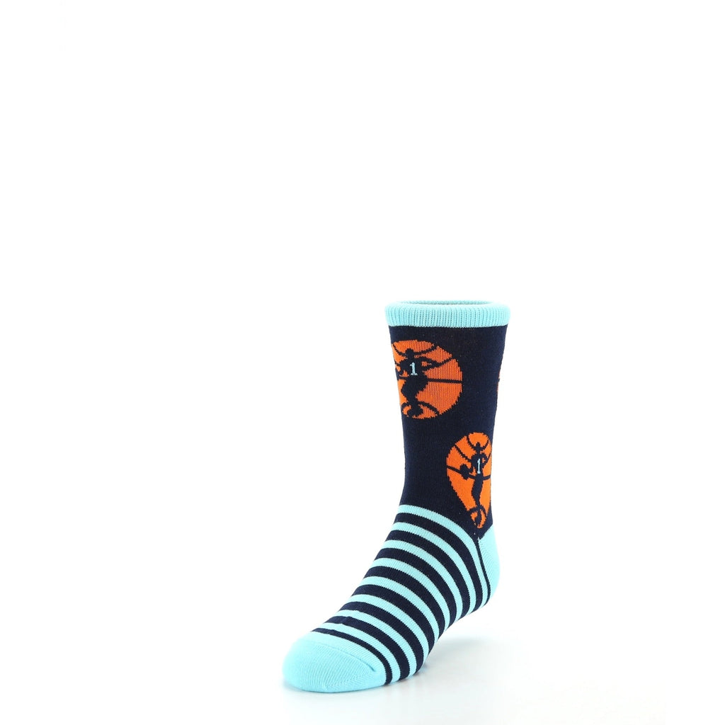 Orange Blue Stripes Basketball Socks - Kid's Novelty Socks