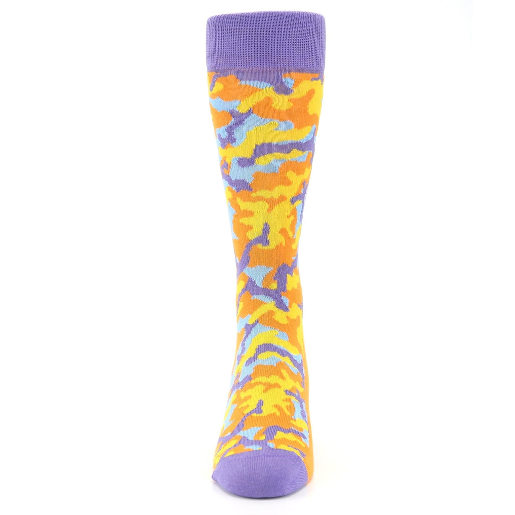 Orange Purple Camo Socks - Men's Dress Socks