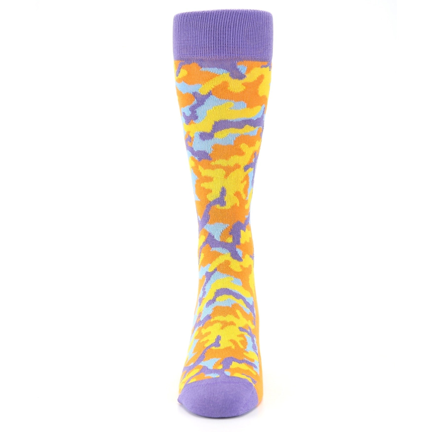 Orange Purple Camo Socks - Men's Dress Socks