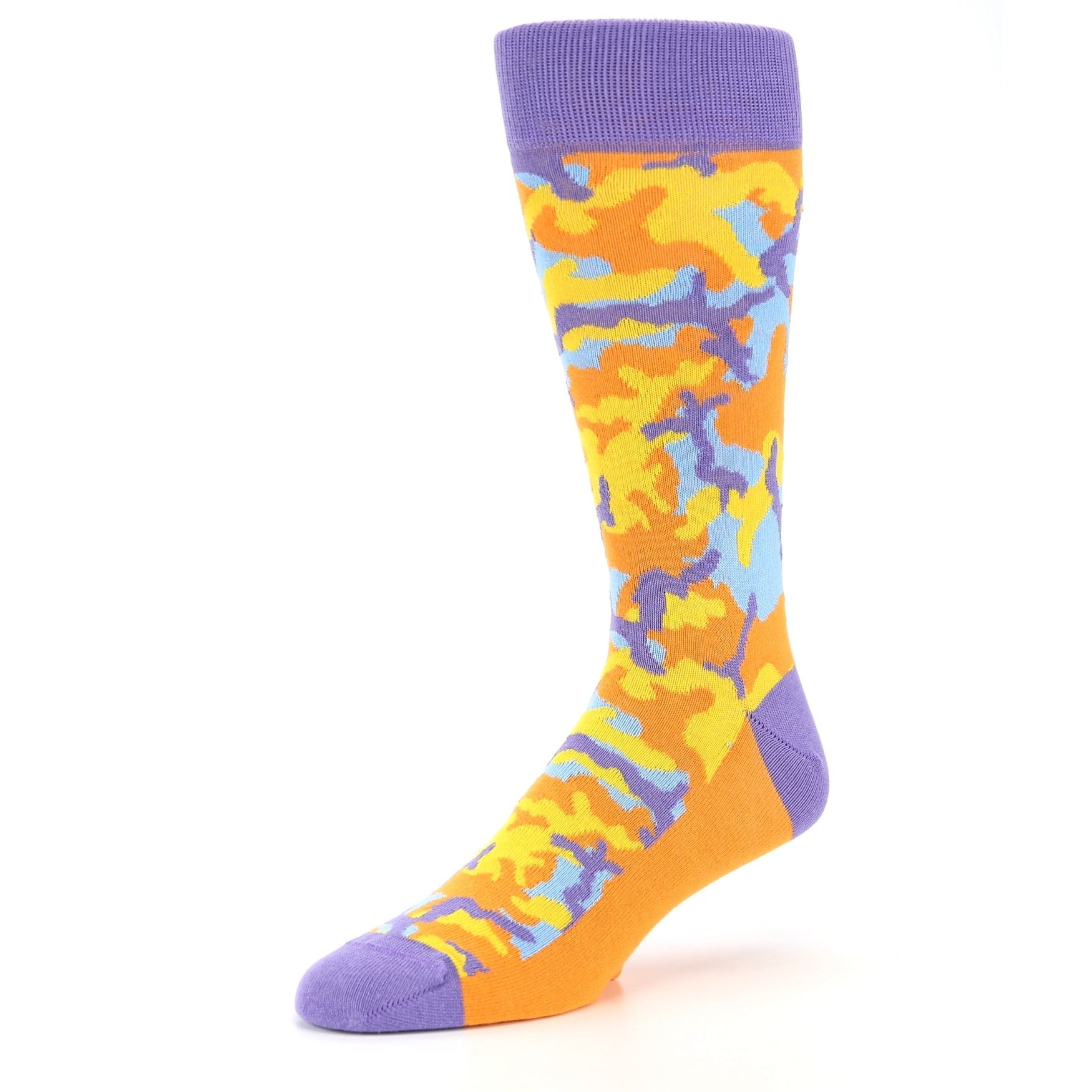 Orange Purple Camo Socks - Men's Dress Socks