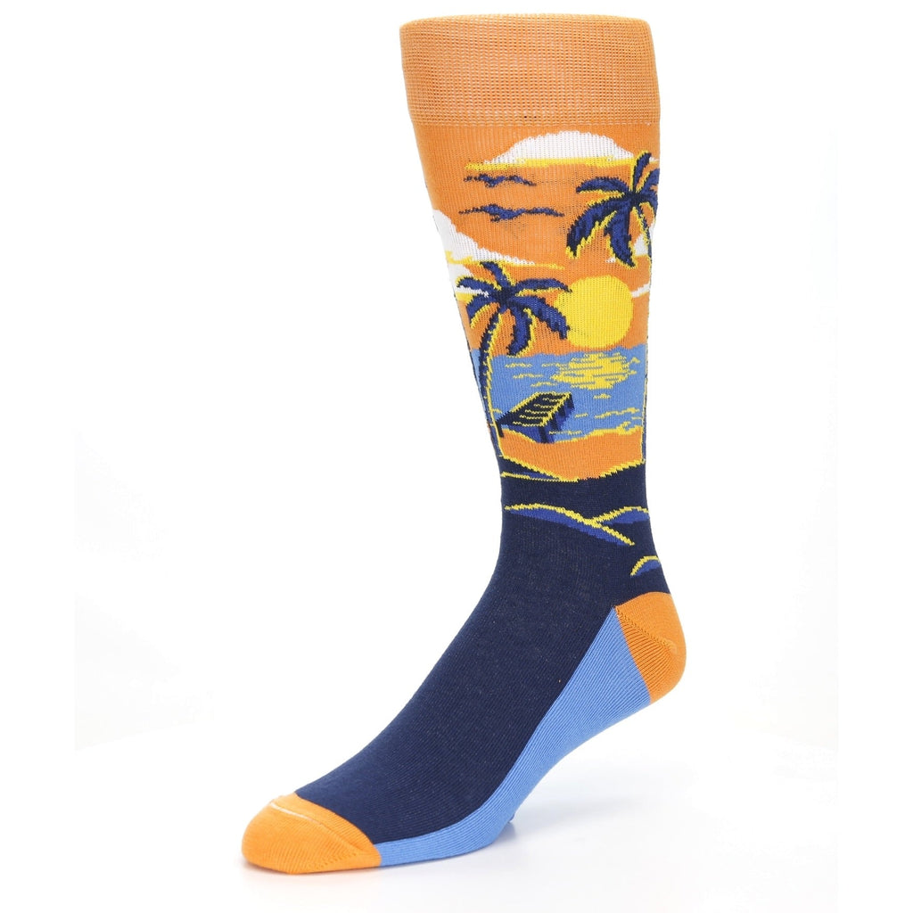 Sunset Palm Tree Socks - USA Made - Men's Novelty Socks