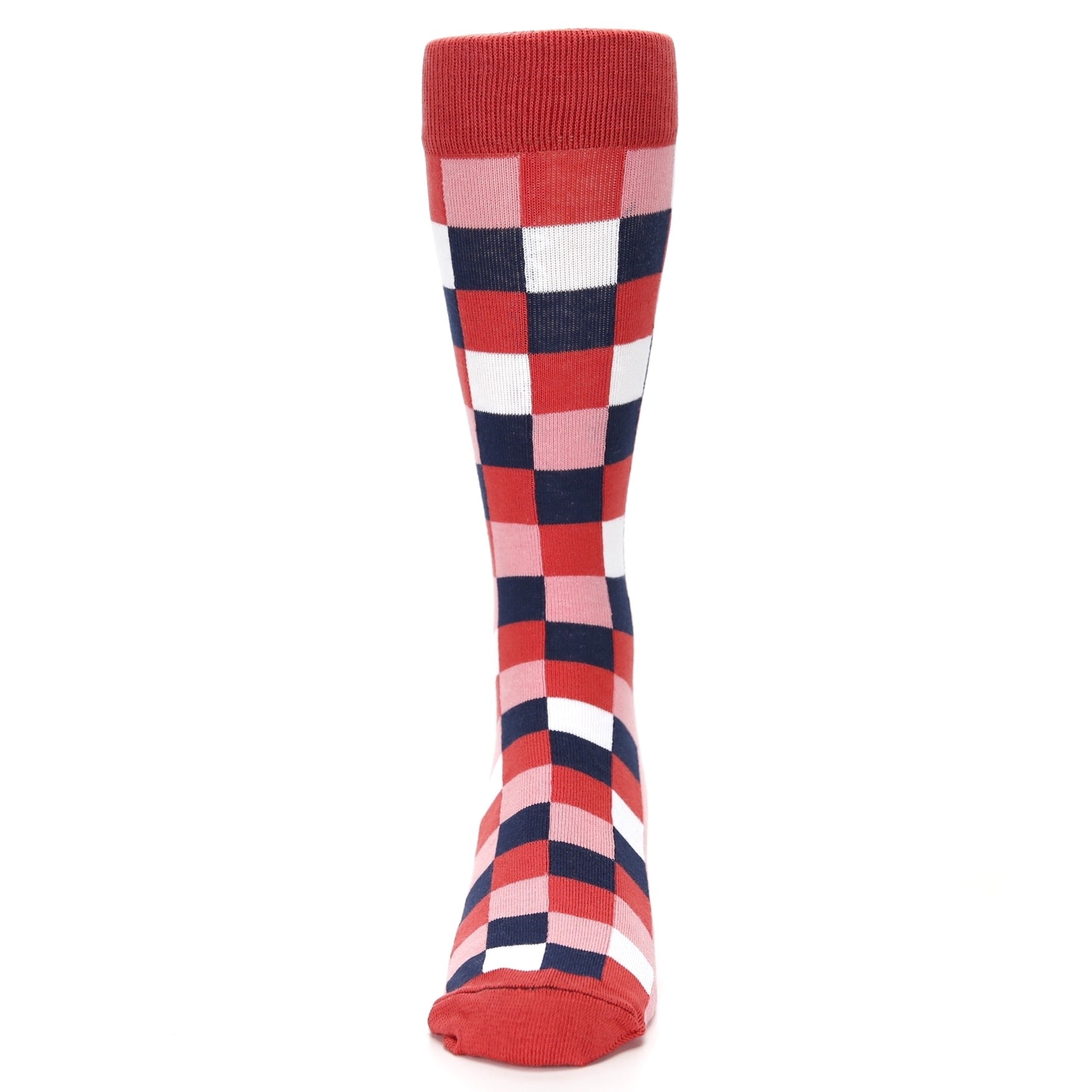 Red Pink Navy Checker - USA Made - Men's Dress Socks