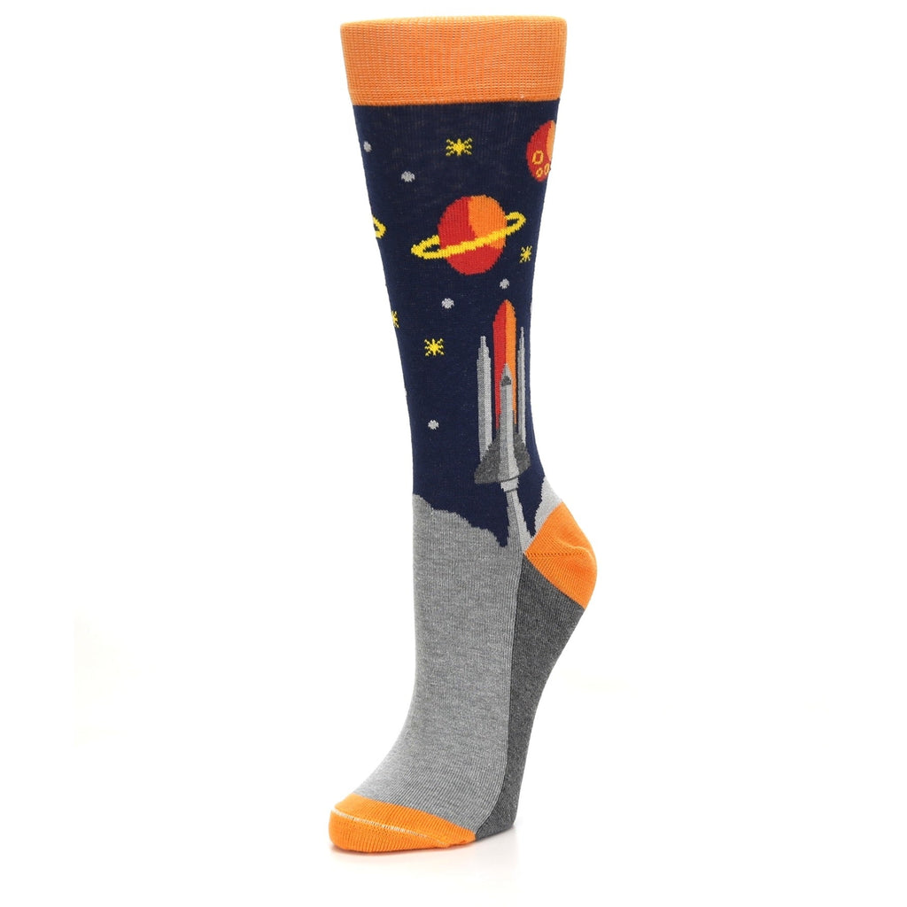 Orange Blue Spaceship Women's Sock