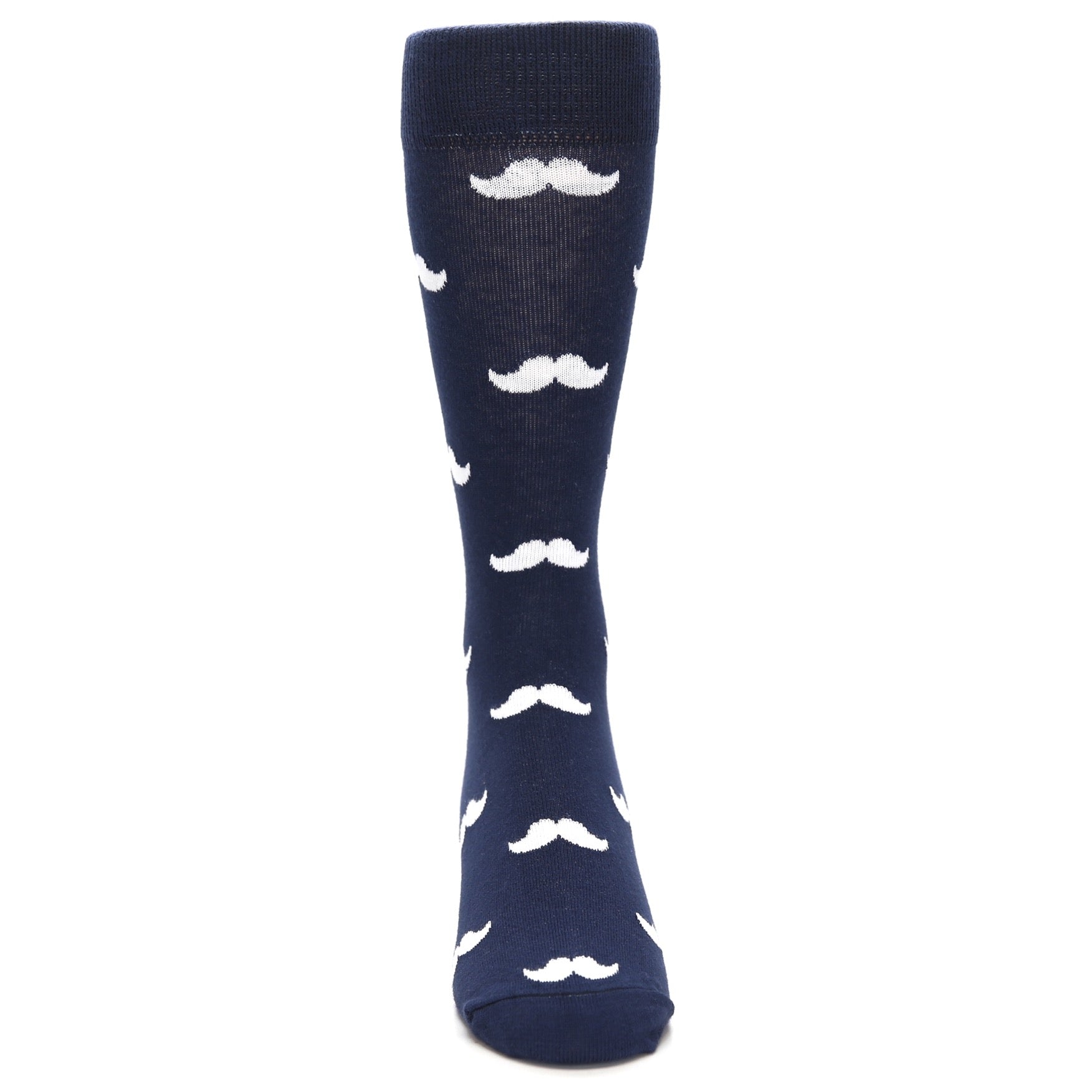 Navy Mustache Pattern - USA Made- Men's Dress Socks