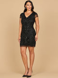 Lara 28872 - Cap Sleeve Beaded Sparkling Cocktail Dress