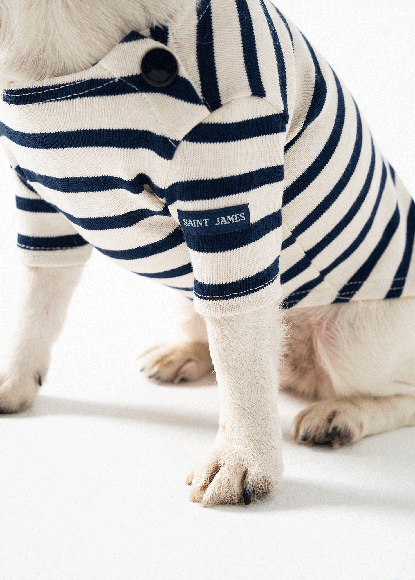 PARISIAN PUP SHIRT - Authentic Breton Shirt for Dog | Heavyweight Cotton (ECRU / NAVY)
