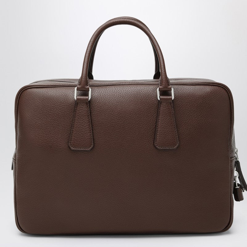 Prada Burnt Brown Leather Work Bag Men