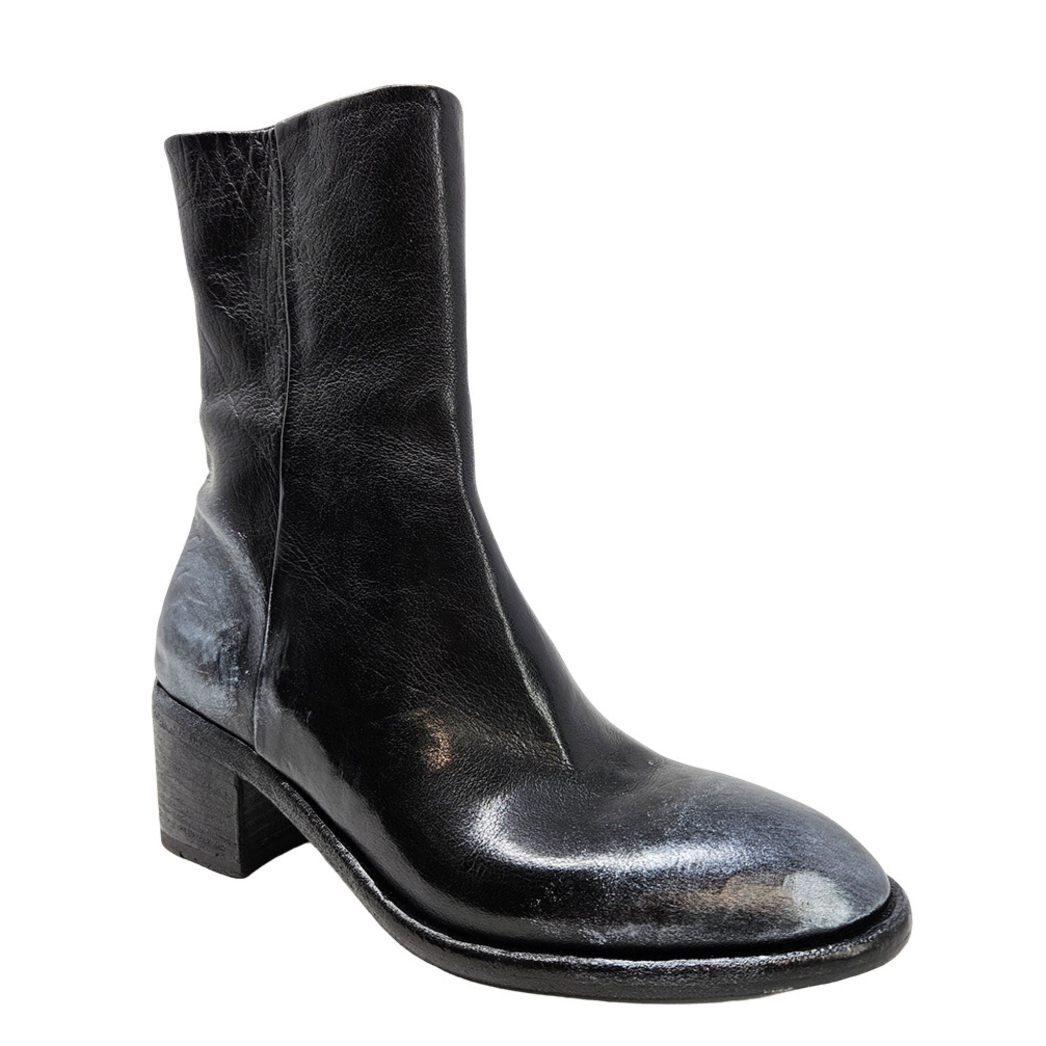 Black Hand Rubbed Ankle Boot