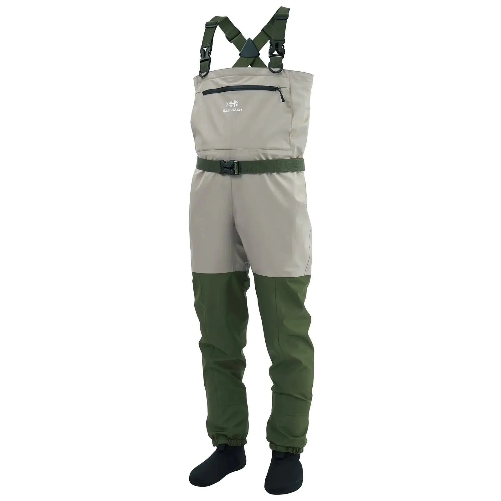 BASSDASH IMMERSE Men’s Breathable Fly Fishing Waders Stocking Foot Waterproof Lightweight Chest Wader