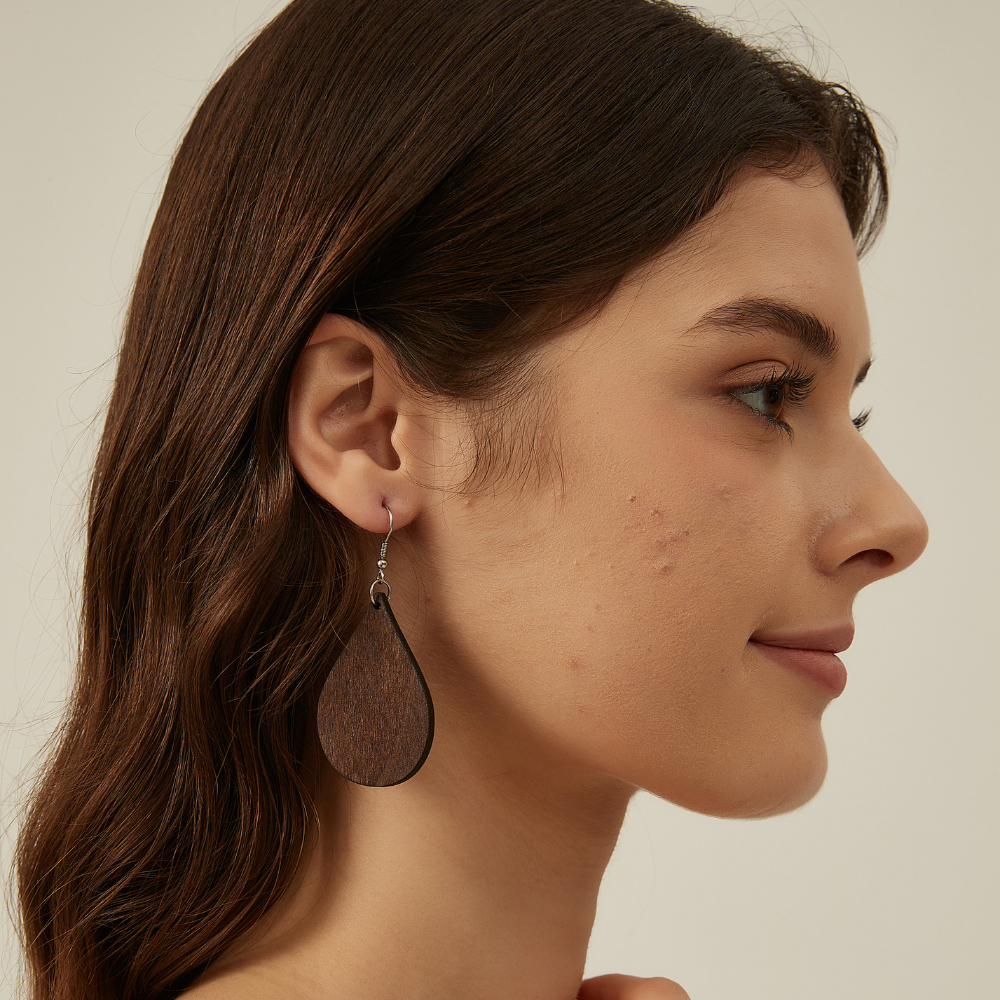 WOODEN STATEMENT EARRINGS (PAIR)