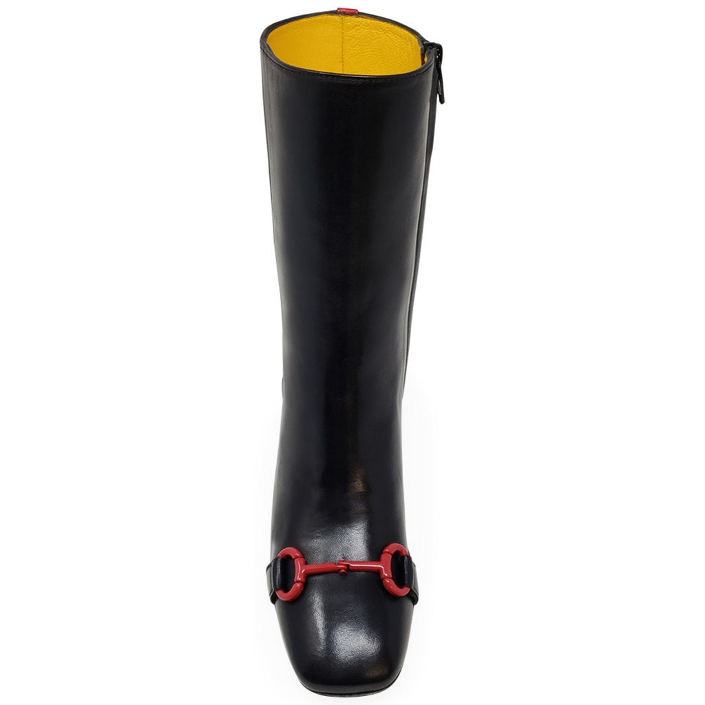 Black Leather Back Stripe Boot
