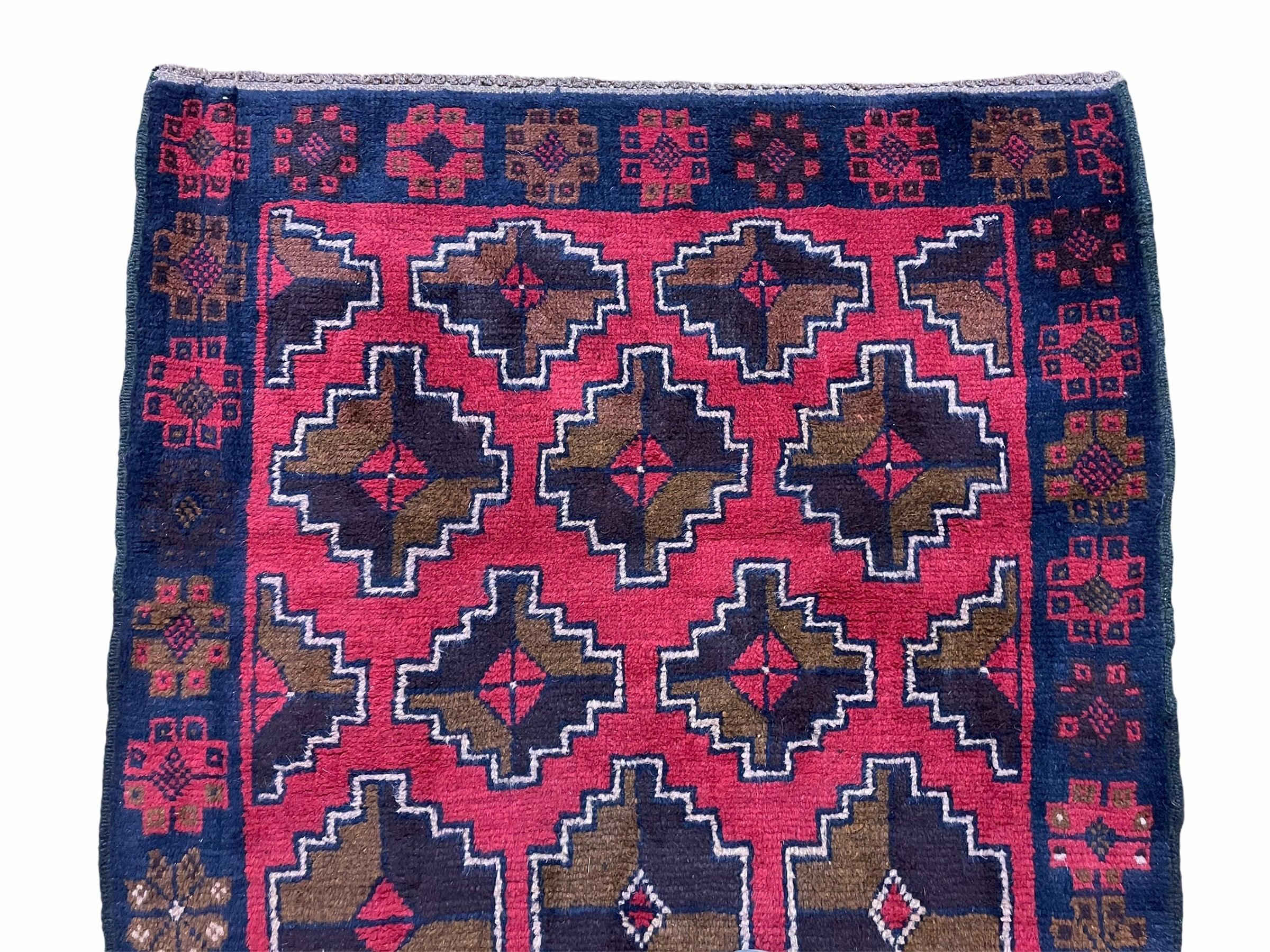 3' X 4' 7" Vintage Handmade Tribal Wool Rug Balouchi Rug Afghan Rug Red Brown
