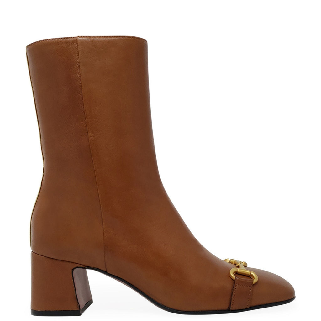 Cognac Leather Back Stripe Boot