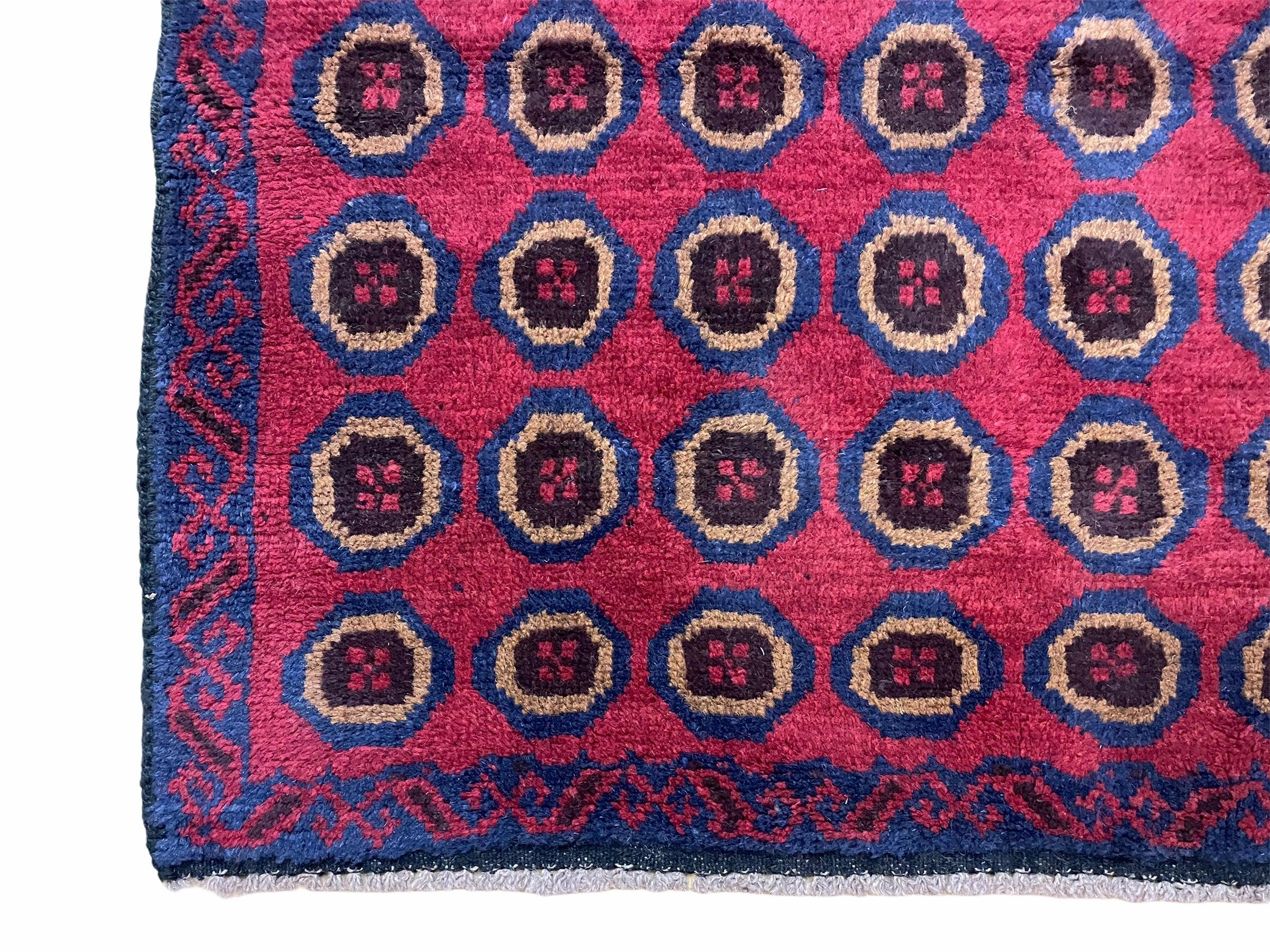 3'X 4'8" Vintage Handmade Tribal Wool Rug Balouchi Rug Afghan Rug Red Beige Blue