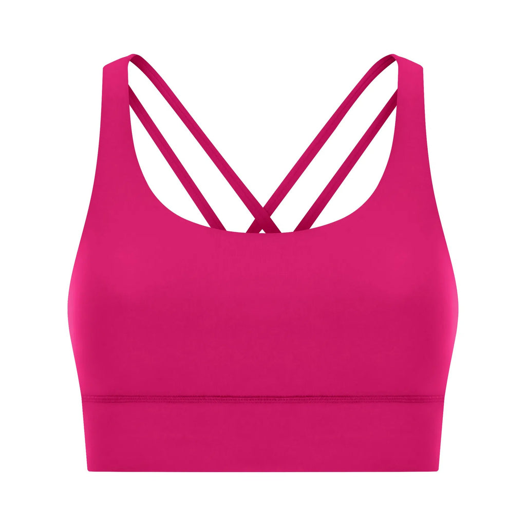 Cross back yoga bra brushed bare high-strength shock-absorbing gathering sports vest for women