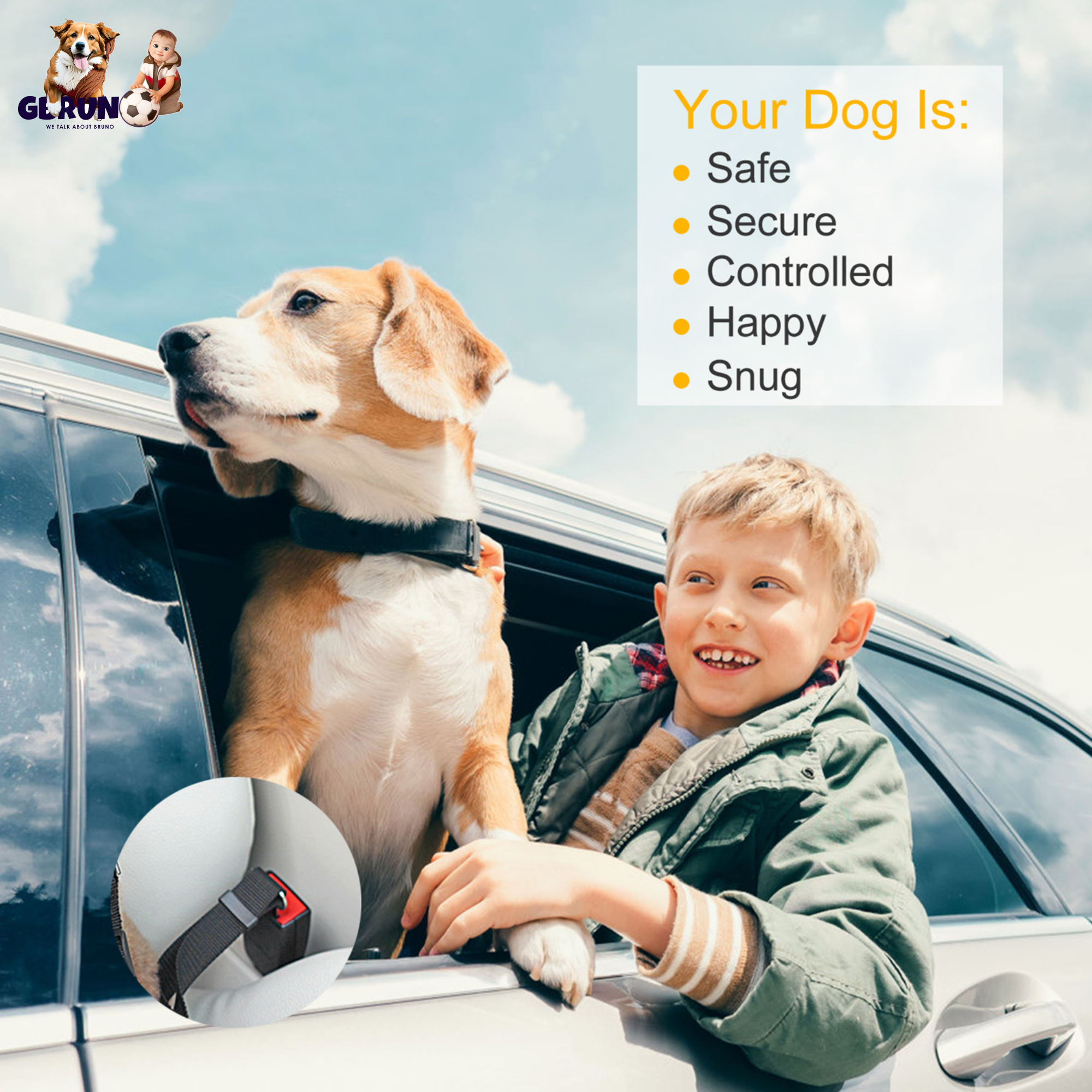 GBruno 2Pcs Pet Dog Seat Belt