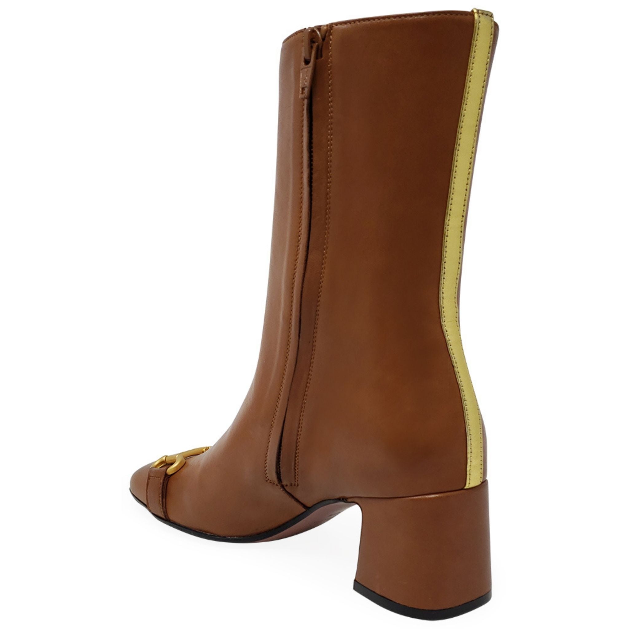 Cognac Leather Back Stripe Boot