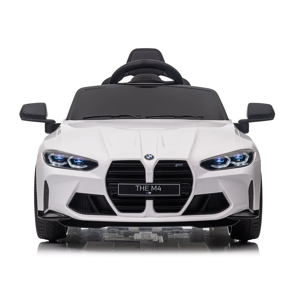 BMW M4 12v Kids ride on toy car 2.4G W/Parents Remote Control,Three speed adjustable,Power display, USB,MP3 ,Bluetooth,LED light,story,A handle with wheels and a pull, easy to carry