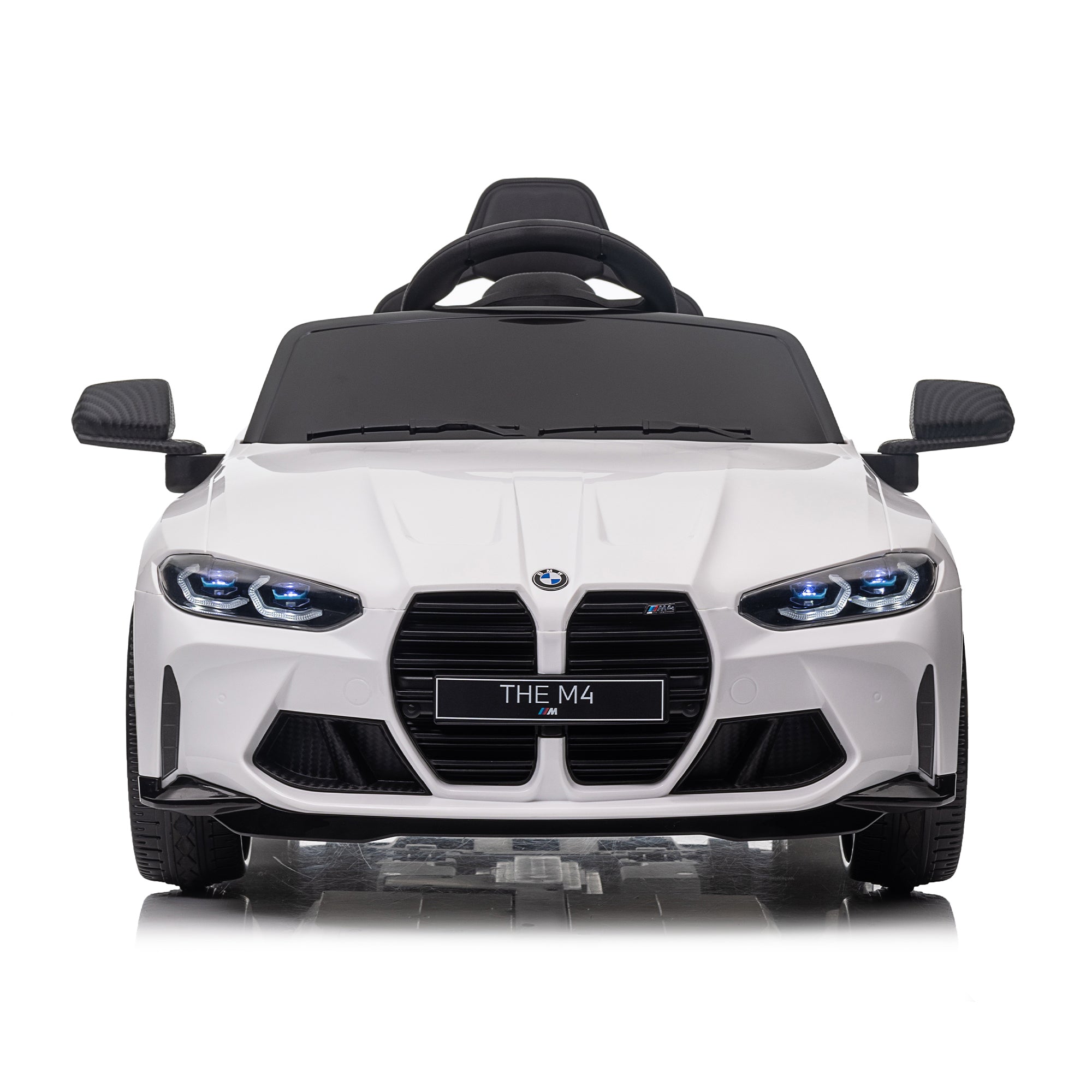 BMW M4 12v Kids ride on toy car 2.4G W/Parents Remote Control,Three speed adjustable,Power display, USB,MP3 ,Bluetooth,LED light,story,A handle with wheels and a pull, easy to carry
